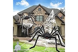 Giant Halloween Spider with a Lush Labyrinth of Cobwebs