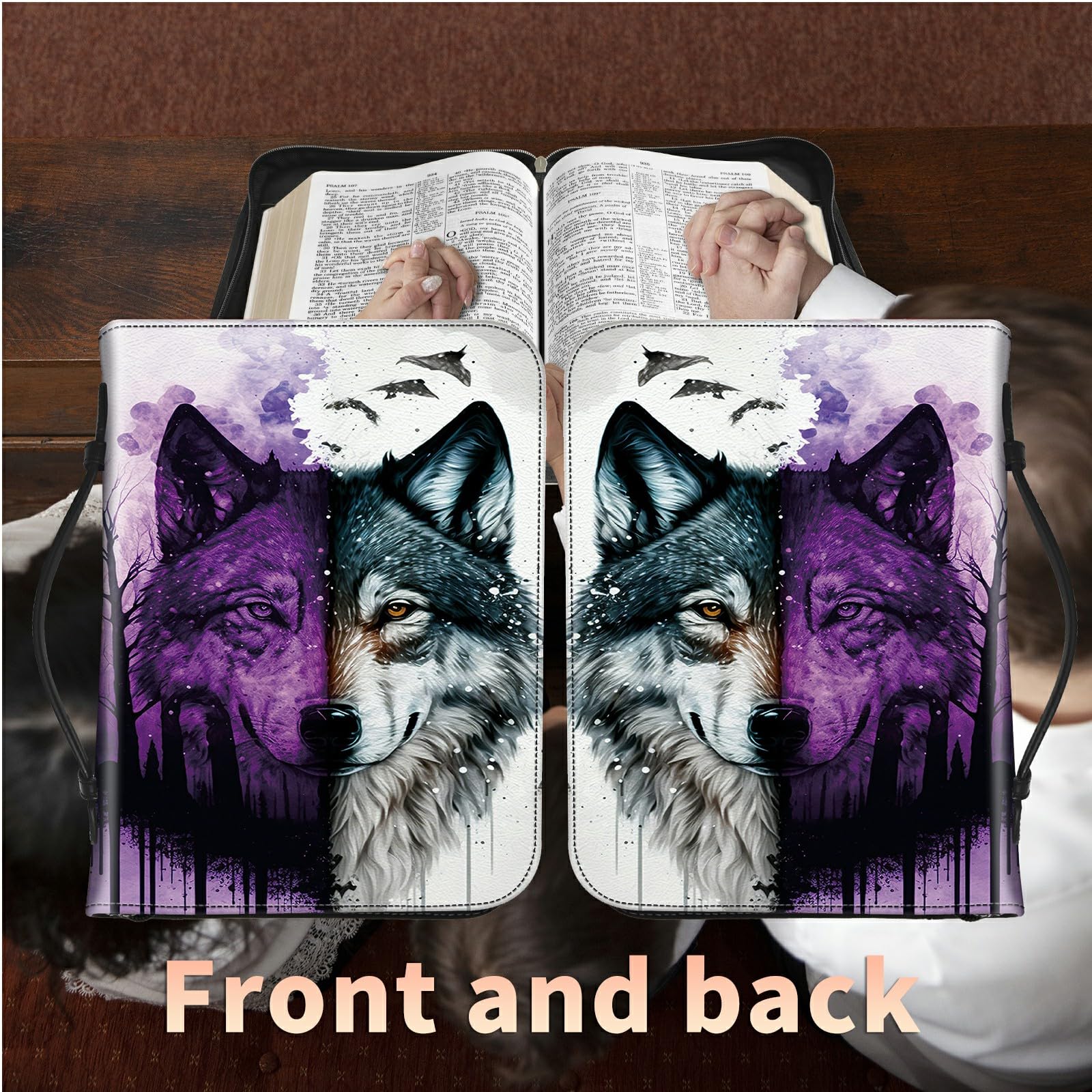 Snapklik.com : Abstract Forest Wolf Bible Cover, Large Bible Protector ...