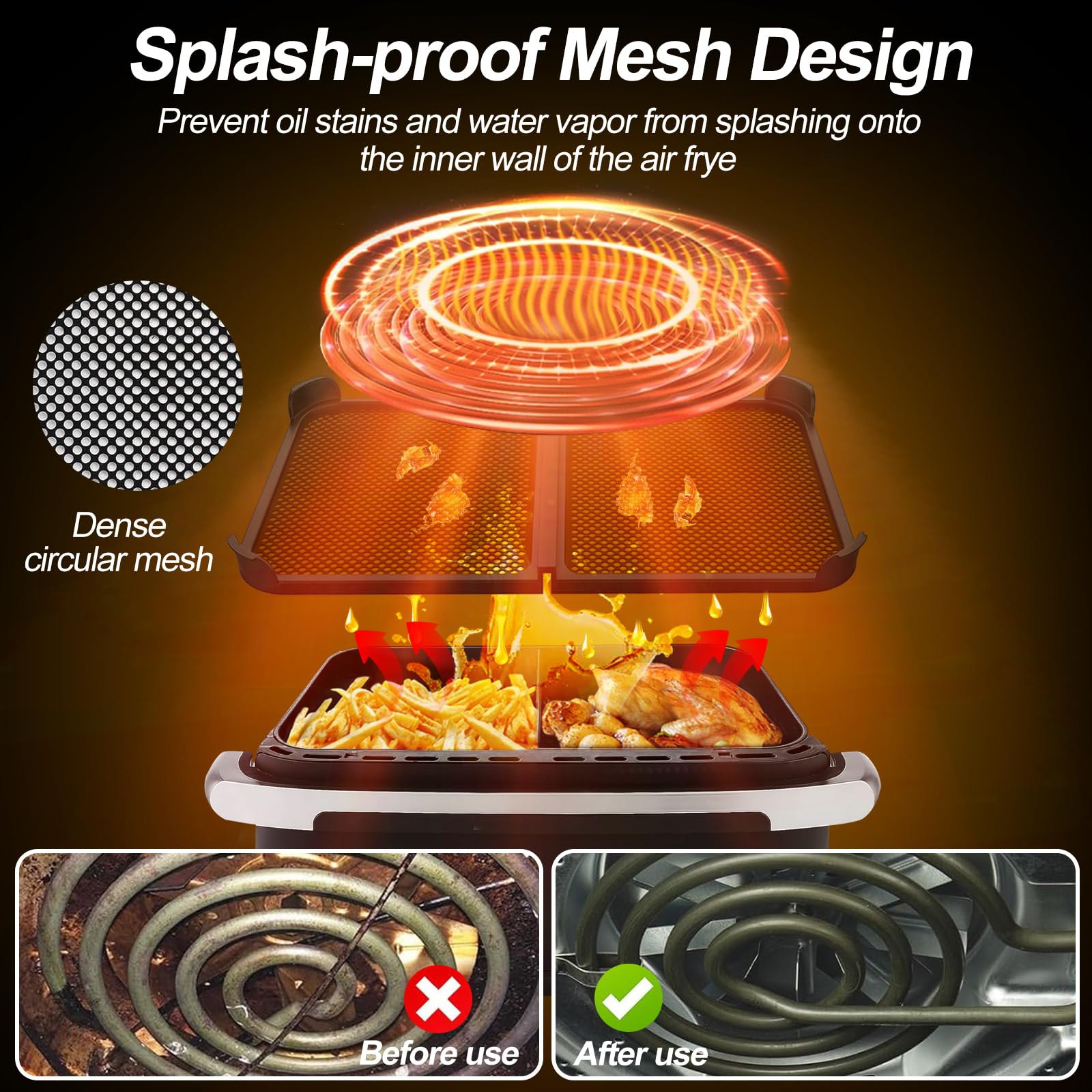 Grille Anti Projection Pour Air Fryer Ninja 10,4 L AF500EU Protection En Silicone Reutilisable Pour Friteuse A Air Chaud Prot