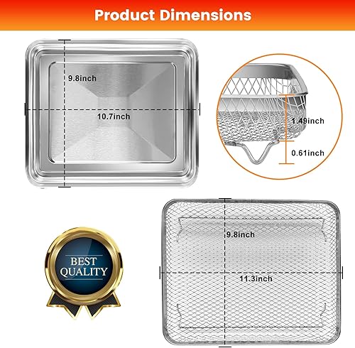Miniatura 2 de Bandeja de repuesto para freidora de aire Cuisinart TOA-28, horno de convección de freidora de aire, 10.7 x 9.8 pulgadas, de malla antiadherente,