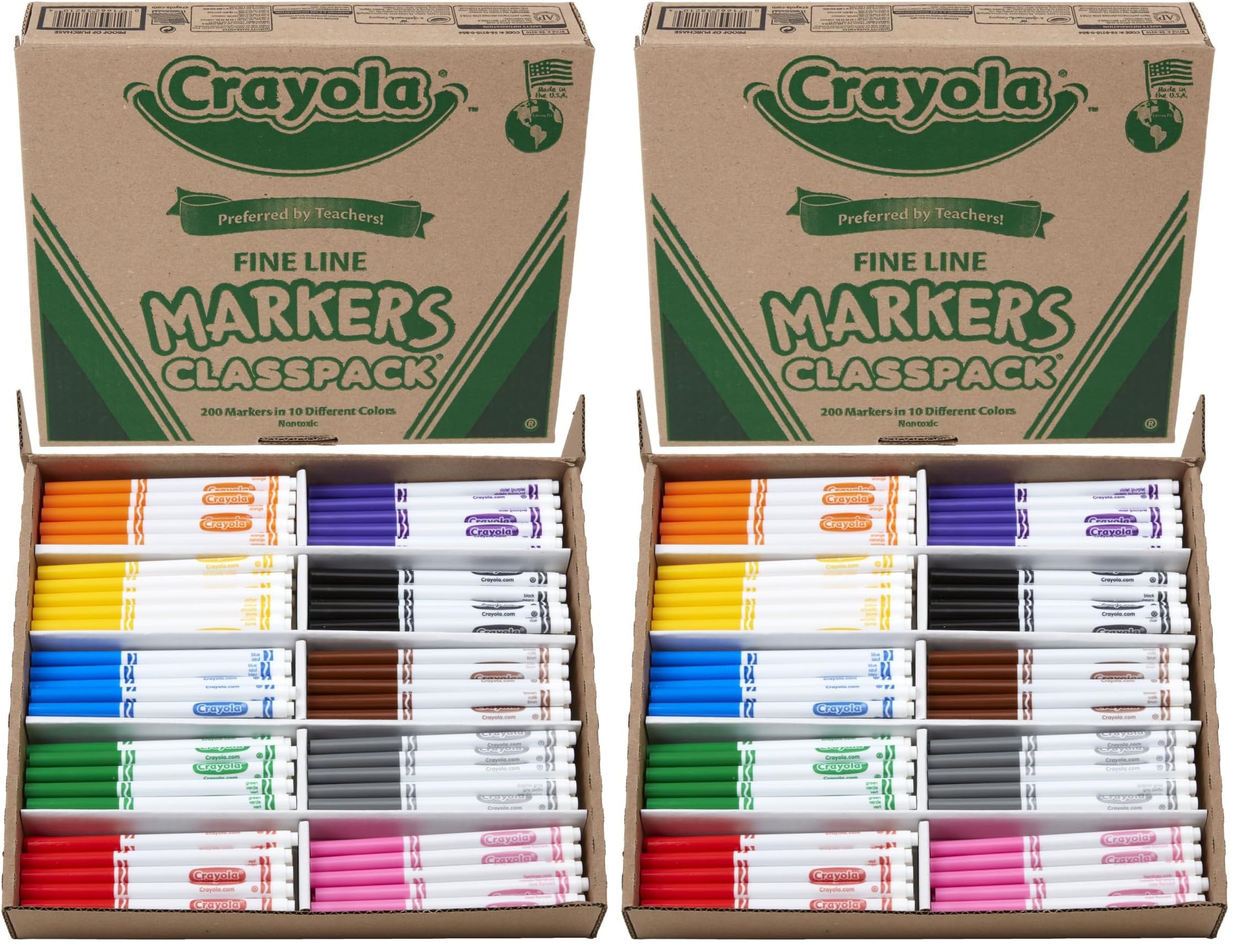 Fine Line Markers Classpack by Crayola – 1 Count (Pack of 400), CRAYONS, Brown, Pack of 400, Model 58-8210