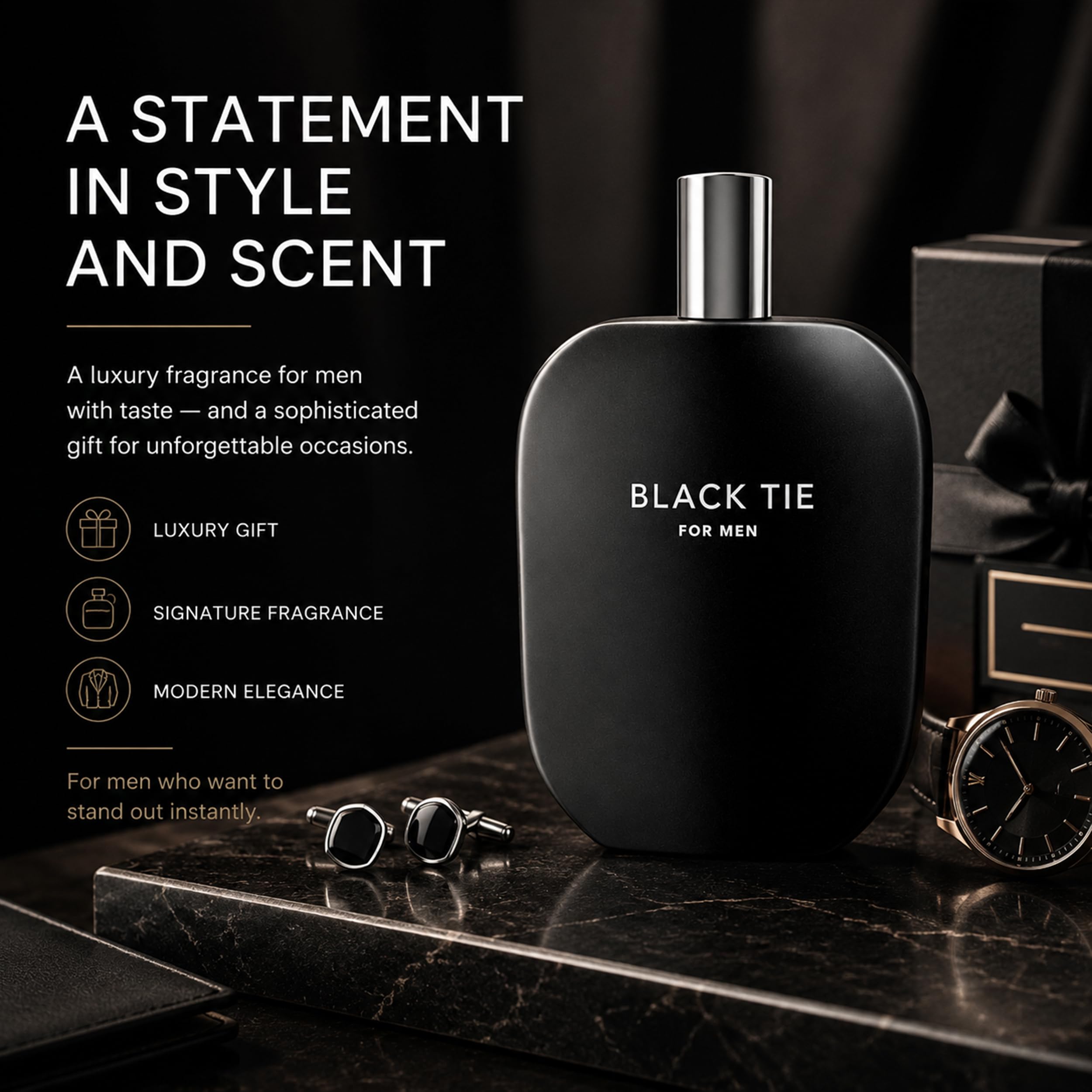 Fragrance One | Jeremy Fragrance BLACK TIE for Men | parfum masculin marquant | Masculin, Dominant, Autoritaire | Eau de Parfum pour hommes | Intense | Parfait pour le soir | Flacon de 100 ml