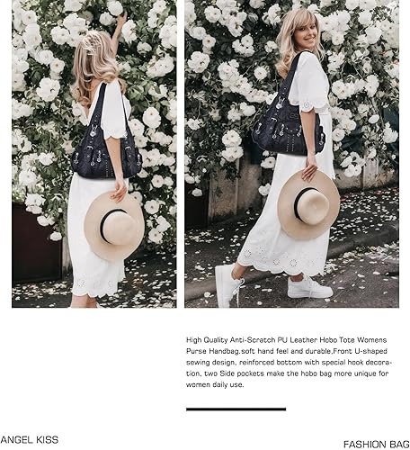 Miniatura 7 de Angel Kiss Monederos para mujer de piel sintética suave, bolsos grandes tipo hobo para mujer, bolso de hombro