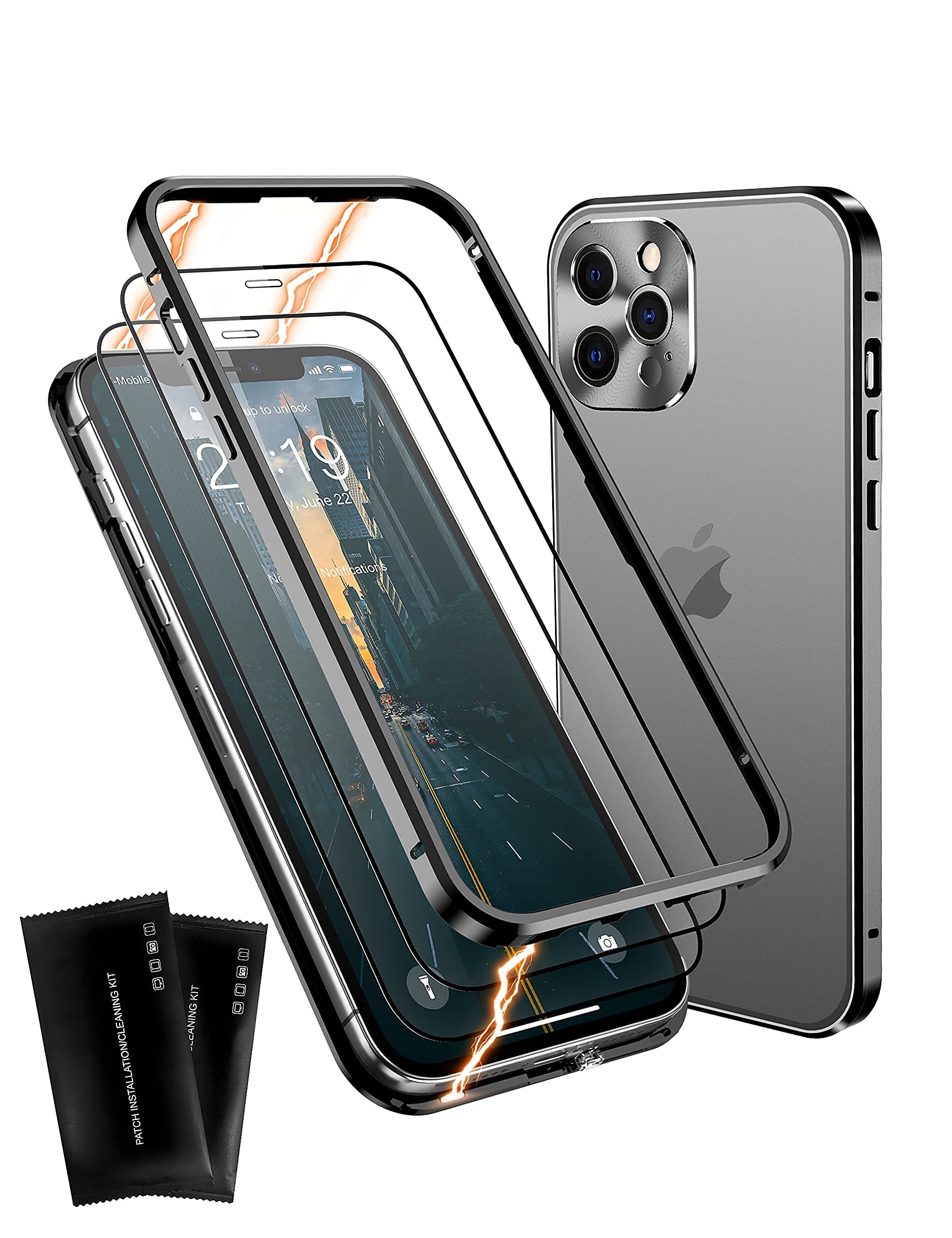 QUIKBEE Slim Protective case Design for iPhone 12 Pro Max-6.7-inch Ultra-Thin, Full-Coverage Mobile Phone case, Magnet Metal Bumper, 360 Full Body Protection, [2 Pack] Tempered Screen Protector