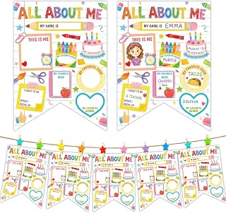 40 Pcs All About Me Posters with Clips