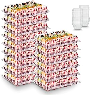 (24 Pack x 15 Sets) Mini Cupcake Containers with 375 Pack Cupcake Liners, Plastic Cupcake Holder, Stackable Mini Cupcake Boxes Carrier, Clear Disposable Cupcake Trays, High Dome - MINI SIZE