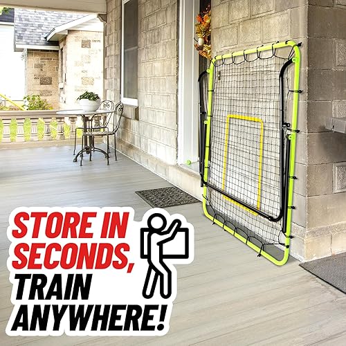 Miniatura 9 de Red de rebote de béisbol de 4 x 4.5 pies, equipo de entrenamiento de béisbol de 5 ángulos ajustables para tierra, bolas de conducción de línea y