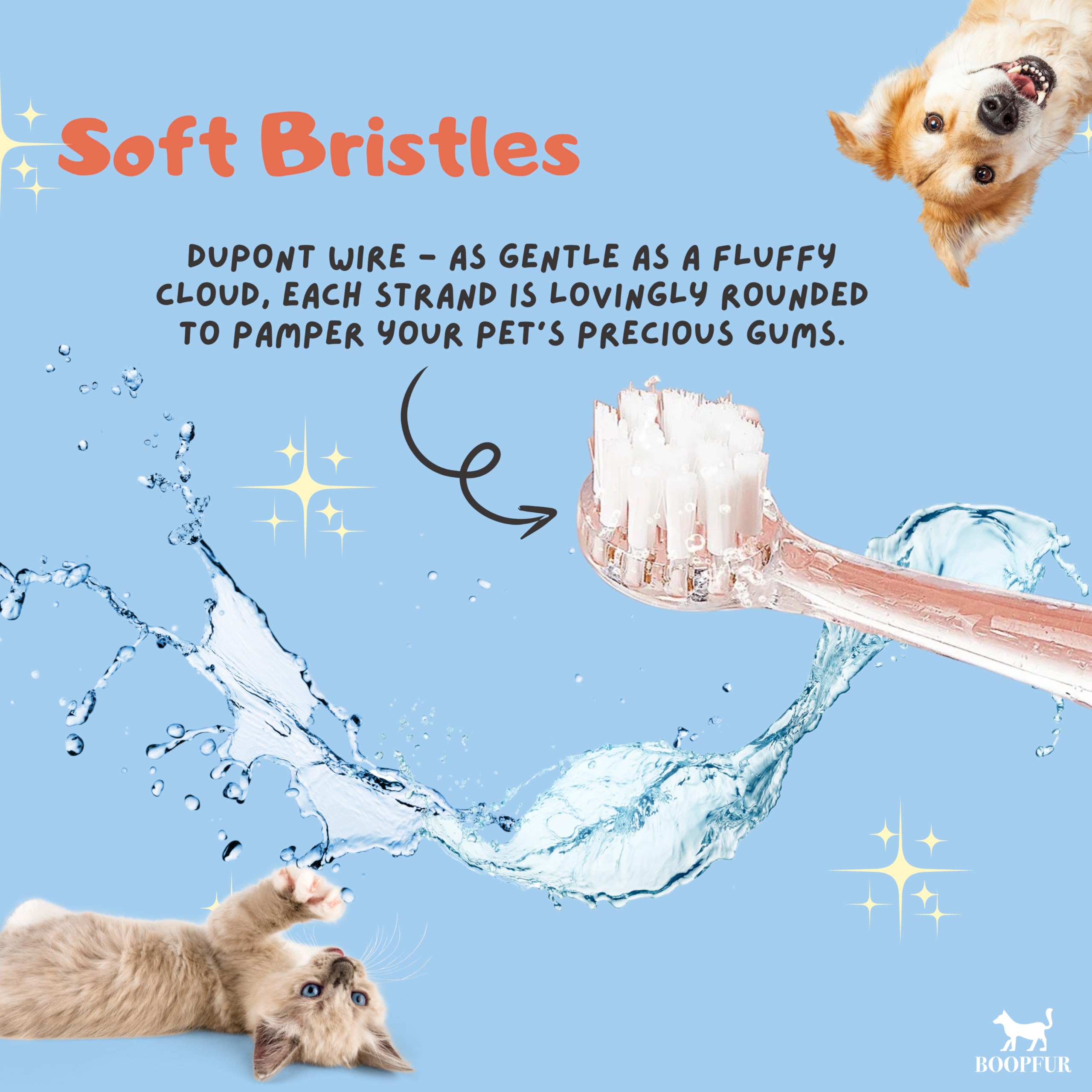 Cepillo de dientes eléctrico para mascotas, luz LED y cerdas suaves, para perros y gatos