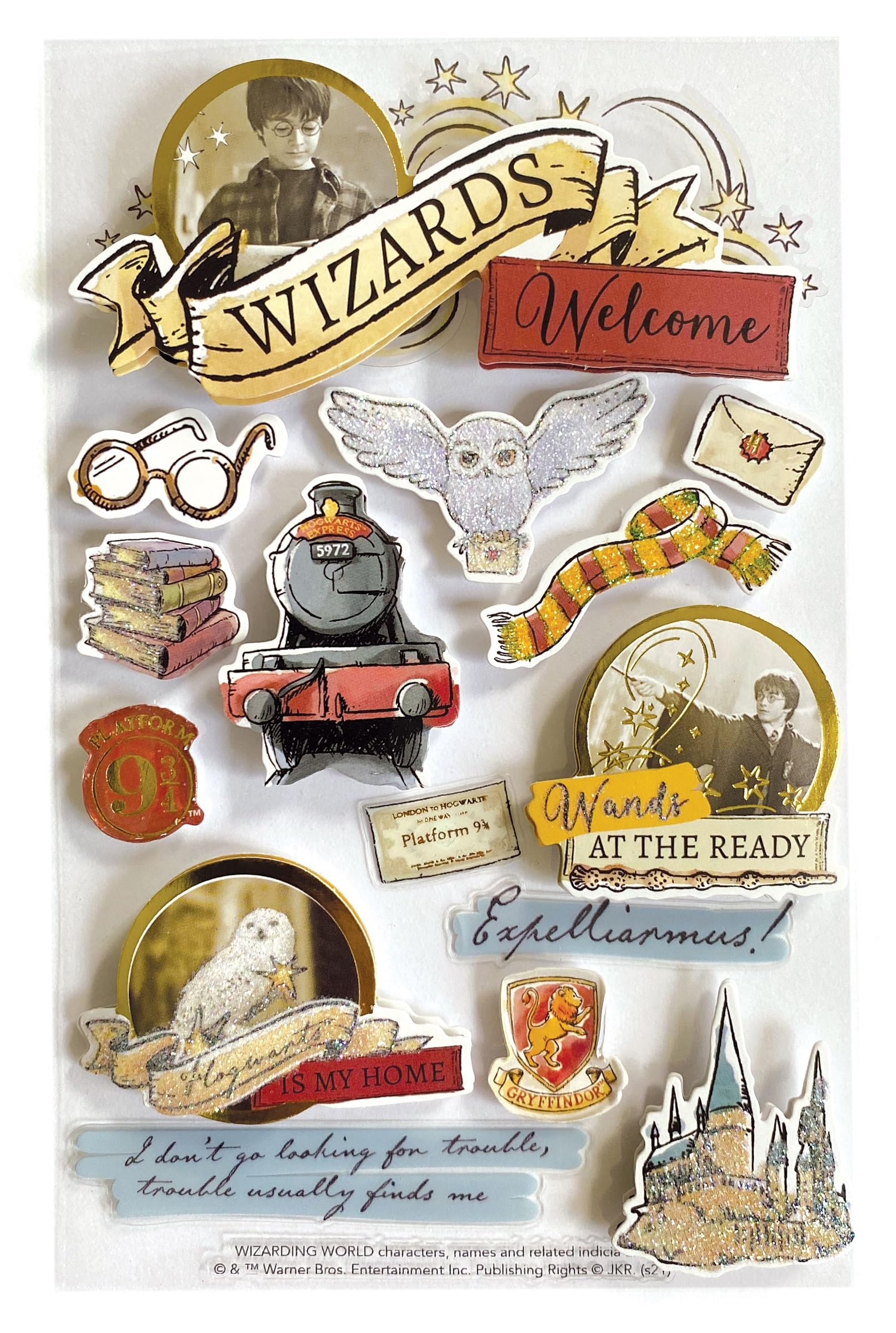 Paper House Productions Harry Potter Die-Cut 3D Scrapbook Sticker Sheet - Watercolor Icons