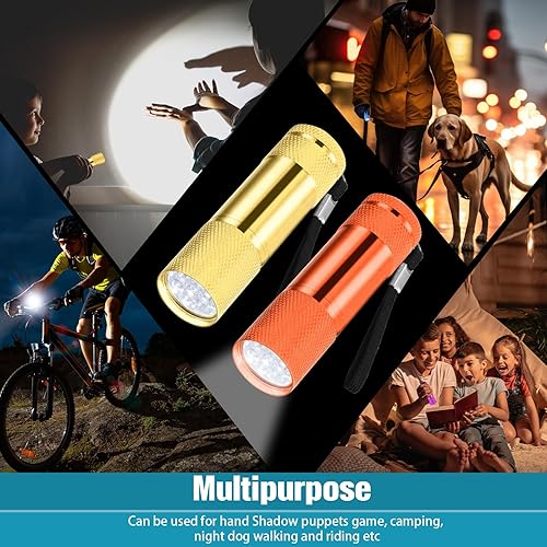 Miniatura 7 de VIHOSE 20 mini linternas a granel, luz flash de mano de aluminio brillante con cordón, pequeñas linternas LED para niños lectura nocturna,