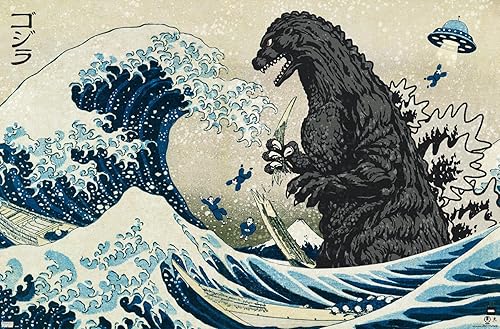 Trends International Godzilla - Póster de pared Great Wave de 14.72 x 22.37 pulgadas, versión premium sin marco