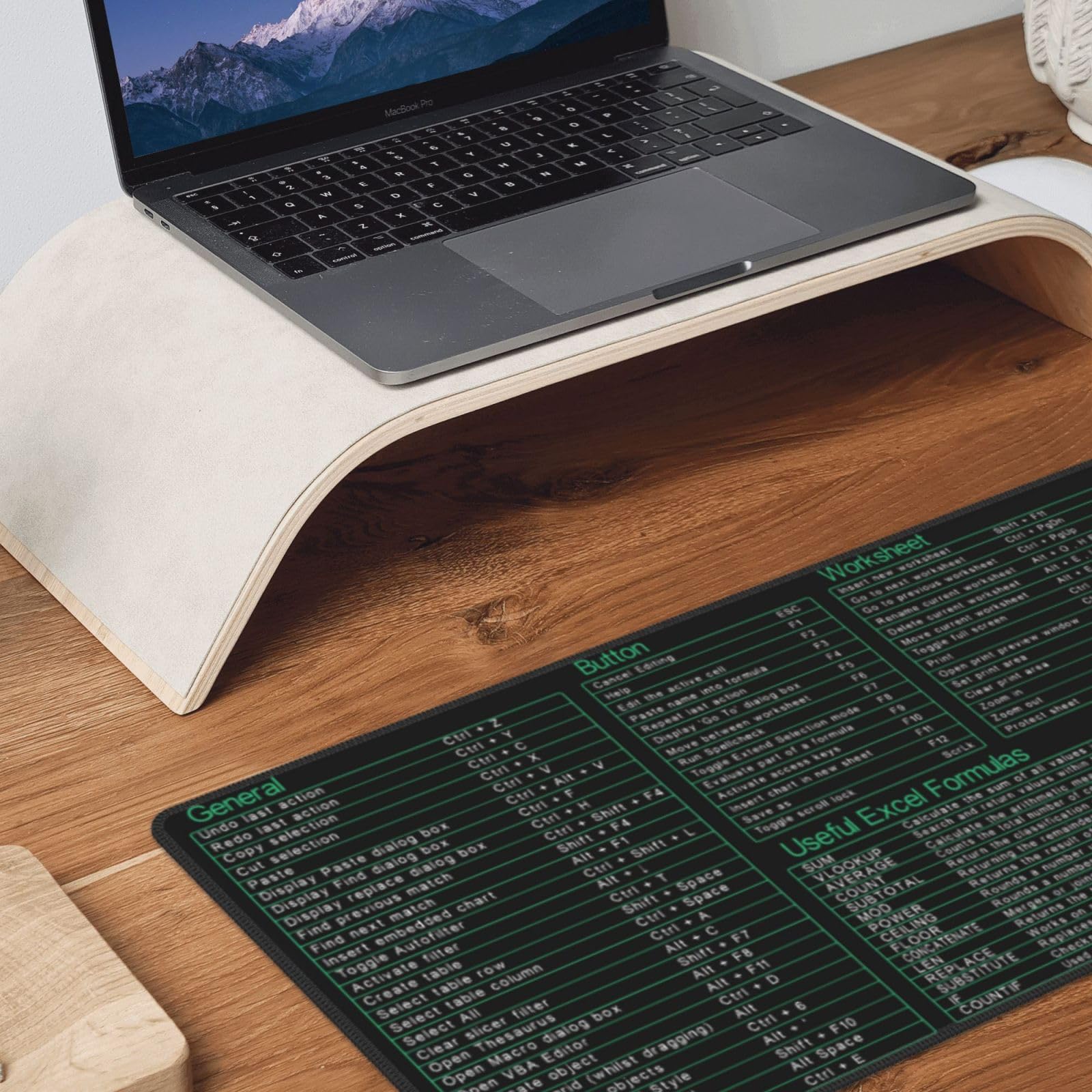Excel Shortcuts Keys - Alfombrilla para mouse (31.5 x 11.8 pulgadas, XL, bordes cosidos antideslizantes, de goma)