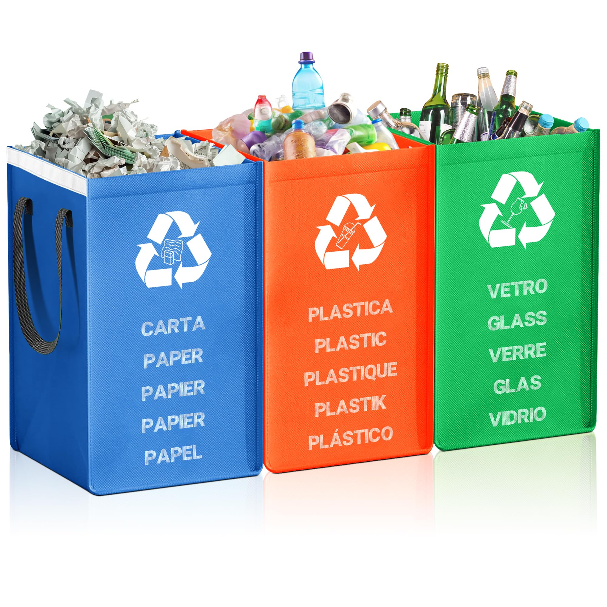 Sac Poubelle 40l Tri Selectif 3 pour Plastiques Verre Carton Papier