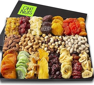 Oh! Nuts Dried Fruit and Nut Gift Basket - XL19 Variety Gourmet Assorted Fruits and Nuts Gift Baskets - Holiday Gift Box - Food Snack Box for Birthday, Corporate - Gift for Men, Women