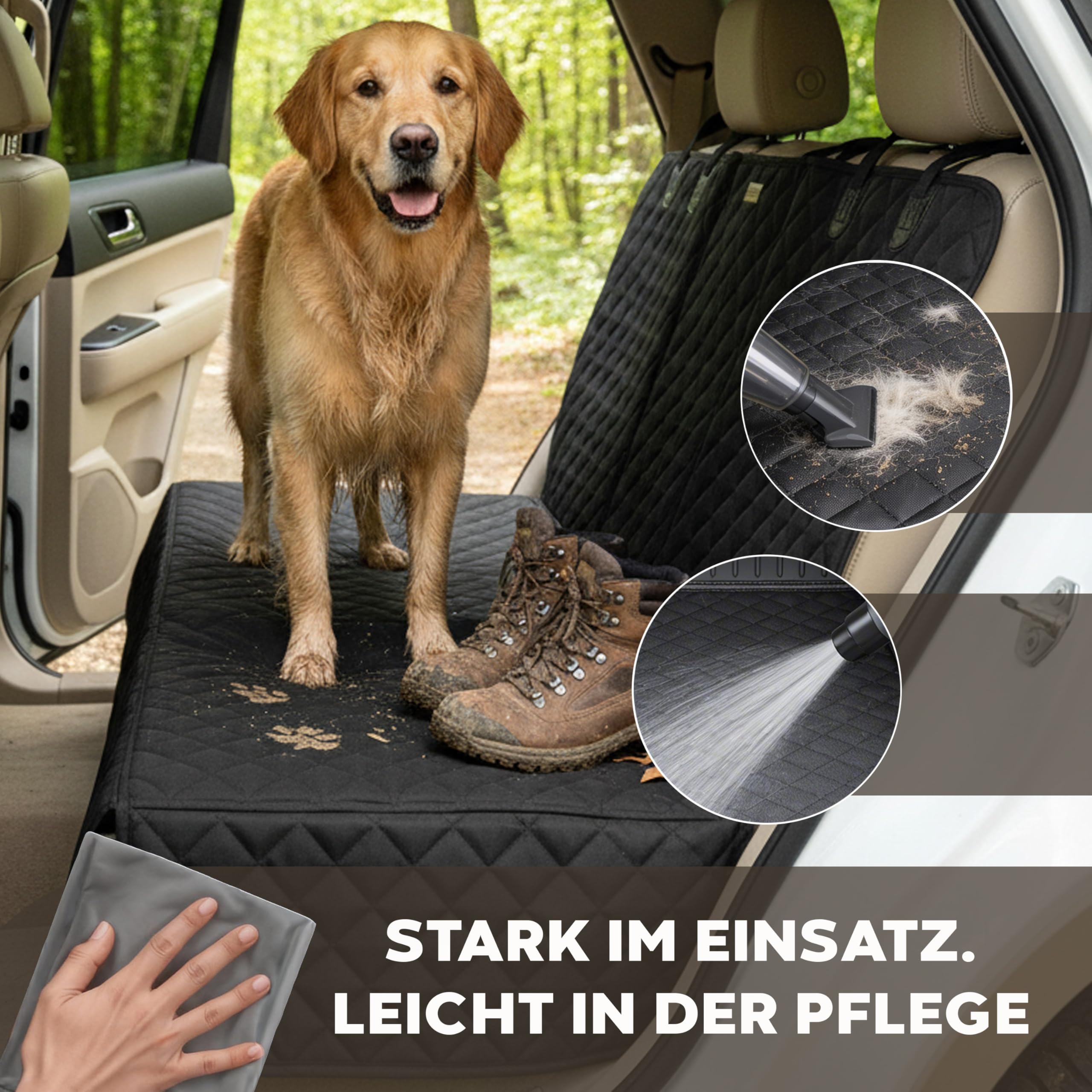 Hainberger Hundedecke Auto Rückbank, Autoschondecke Hund Rücksitz universelle Passform für viele Autos, Wasserdichter kratzfester Rücksitzbezug, rutschfeste, strapazierfähige, waschbarer Sitzbezug