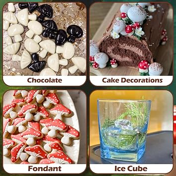 Webake Mushroom Chocolate Mold, 15-Cavity Mushroom Silicone Molds with Three Cute Mushroom Shaped, Perfect for Chocolate, Candy, Fondant, Cake Decoration, Ice Cube, Handmade Craft (Pack of 2)