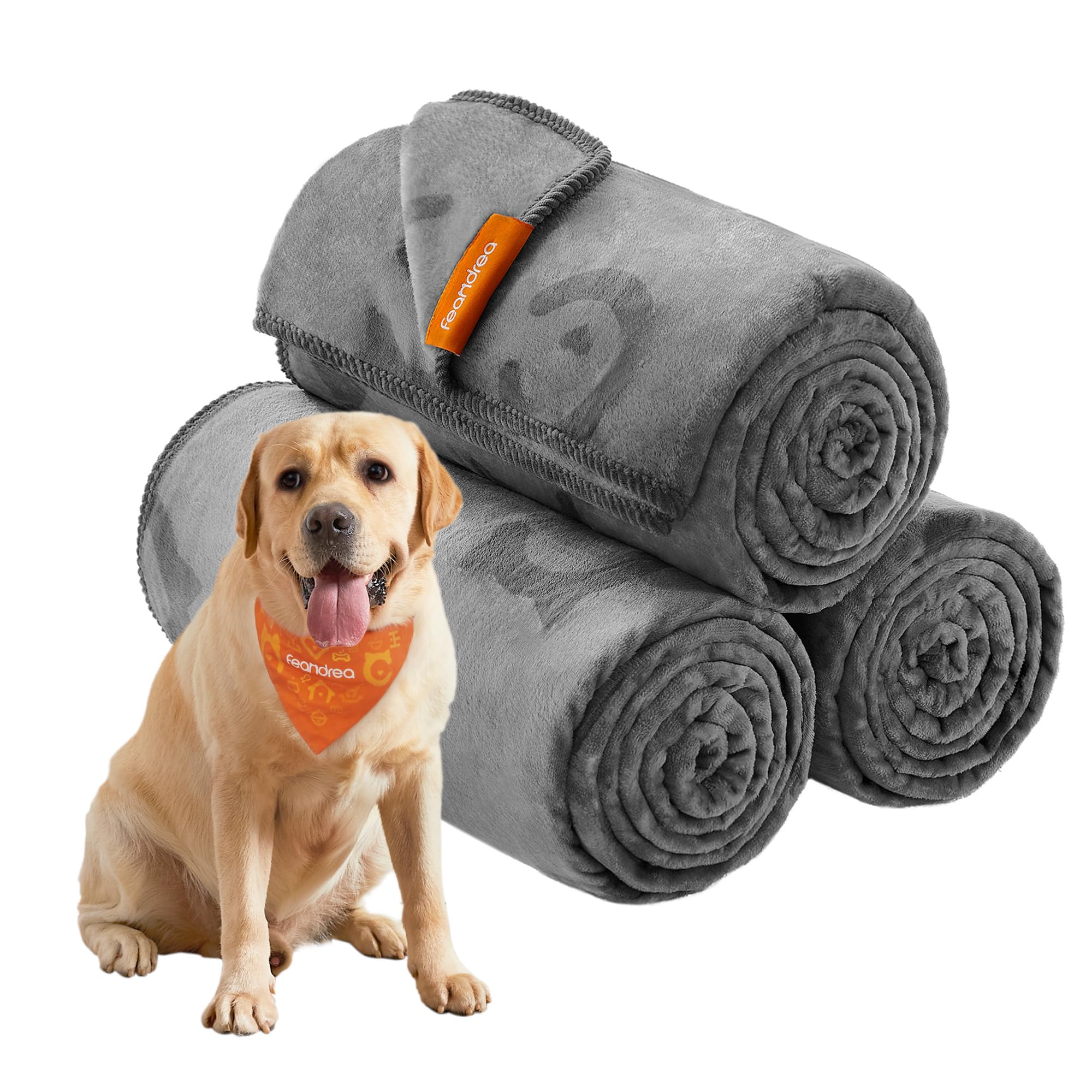 Feandrea Slate Grey Pet Blankets, 3-Pack Dog Blankets Washable, Xxl, 203 X 152 Cm, For Large And Extra Large Dogs, Flannel Dog Couch Cover Protector, Ppb016g01