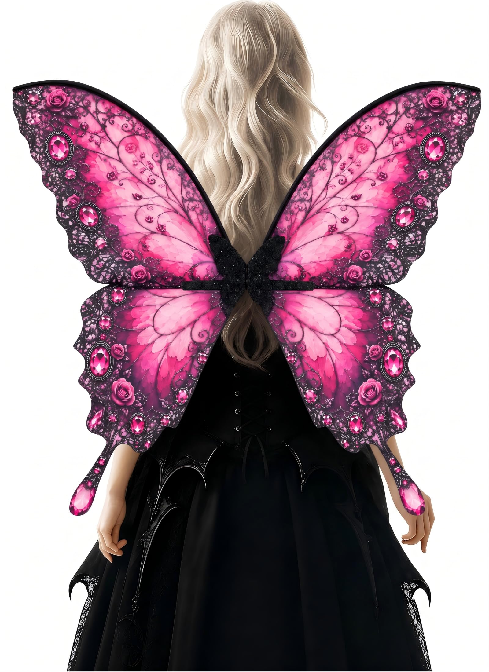 ETOFETE Fairy Wings Gothic Pink Butterfly Costume Adult for Halloween