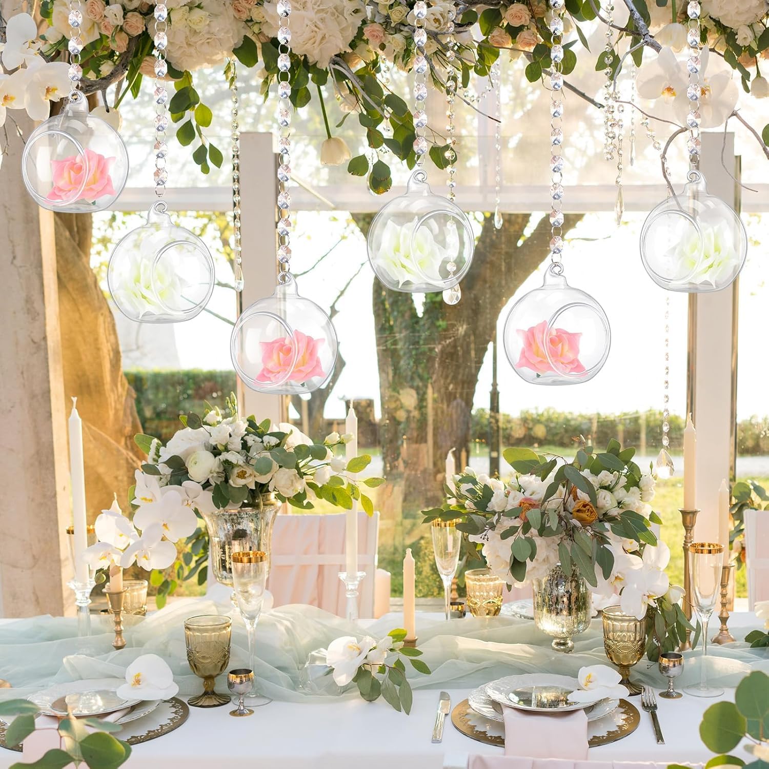 Amazon.com: Yoande 12 Sets Hanging Glass Candle Holder Wedding