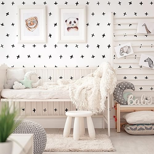 Miniatura 4 de Calcomanías de pared de cruz de vinilo negro, para despegar y pegar, moderno, bohemio, minimalista, geométrico, abstracto, más calcomanías de pared