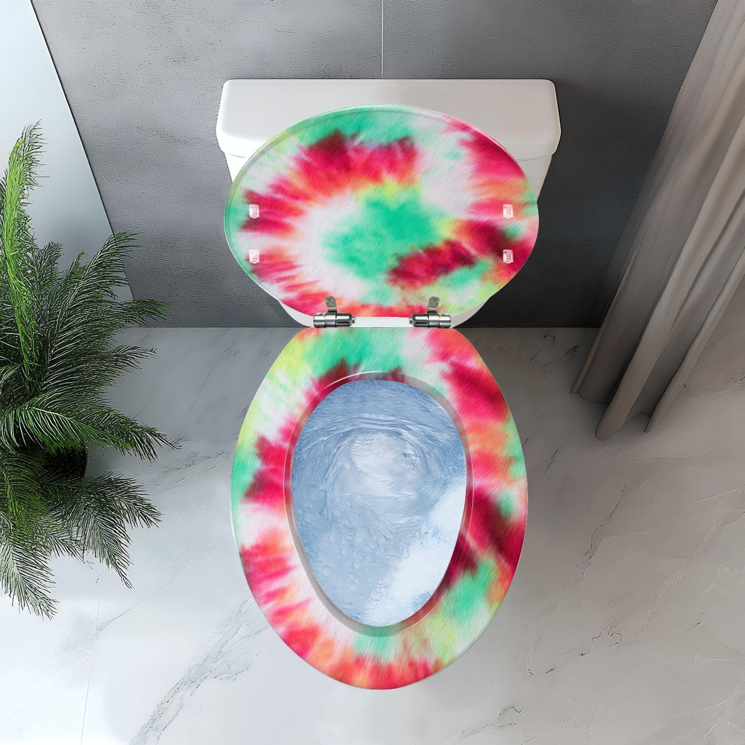 Asiento de inodoro alargado de resina con cierre suave para baño.