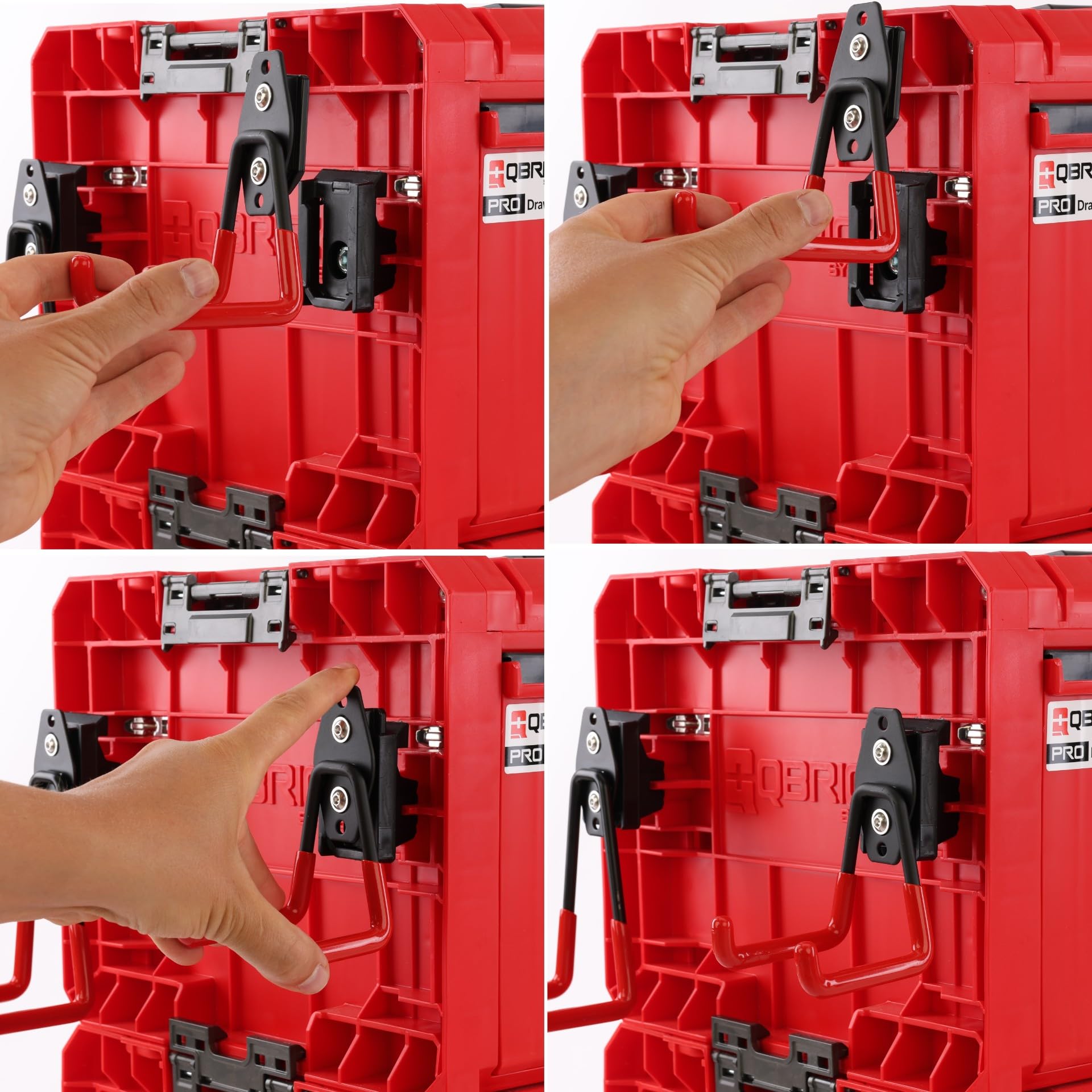 botle Set 14 Stck. Werkzeughaken Qbrick Koffer-System für Werkzeuge Gerade und U-förmig S, M, L Grosse, Stahl mit PVC, Garage, Werkstatt, Elektrowerkzeuge, Doppelhaken, Tragkraft bis 30kg