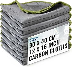 Ekedalen Magic Carbon Microfibre Cloth 6 x 400 GSM No Trace Polishing Towel, Glass Cleaning Cloth for Kitchen, Household Car, Washable Reusable Cleaning Towel, Green