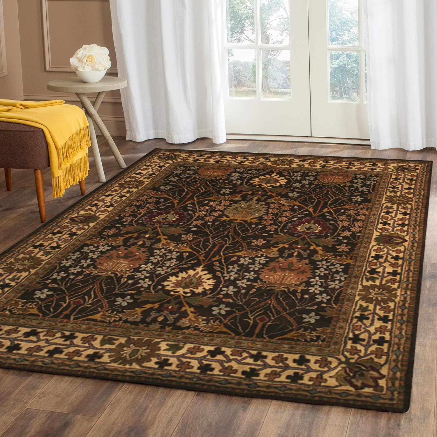 EORC Area Rug for Bedroom & Home Décor-Handmade Wool Rug Provides Comfort and Beauty for Everyday Use, Low Pile Printed Throw Indoor Floor Carpet for