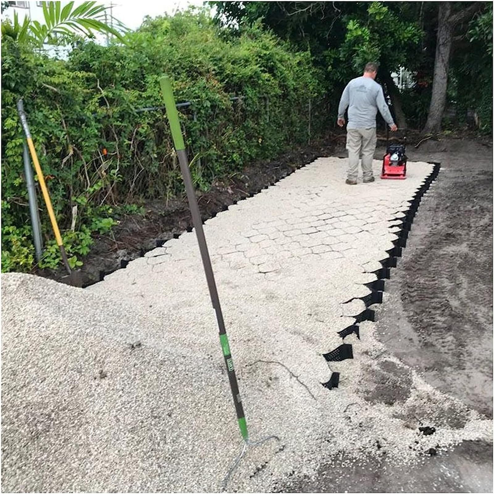 Sistema De Rejilla De Grava, Estabilizador Granito Descompuesto con Grava Permeable, Rejilla Grava Molida HDPE Geo Grid, Rejilla Grava para Patios, Cobertizos, Pendientes(5x6m(16.5x20ft))