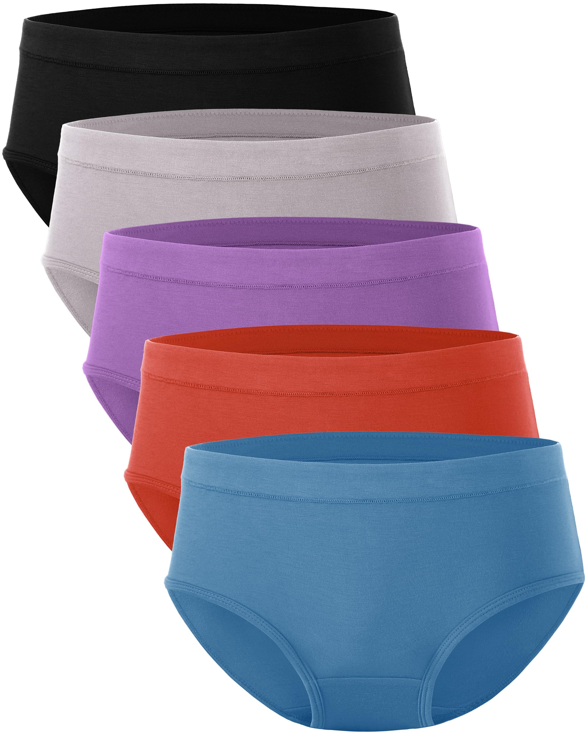 BAMBOO COOL Womens Underwear, Moisture-Wicking Briefs, Soft and Breathable Panties, Mid Waist, 5-Pack