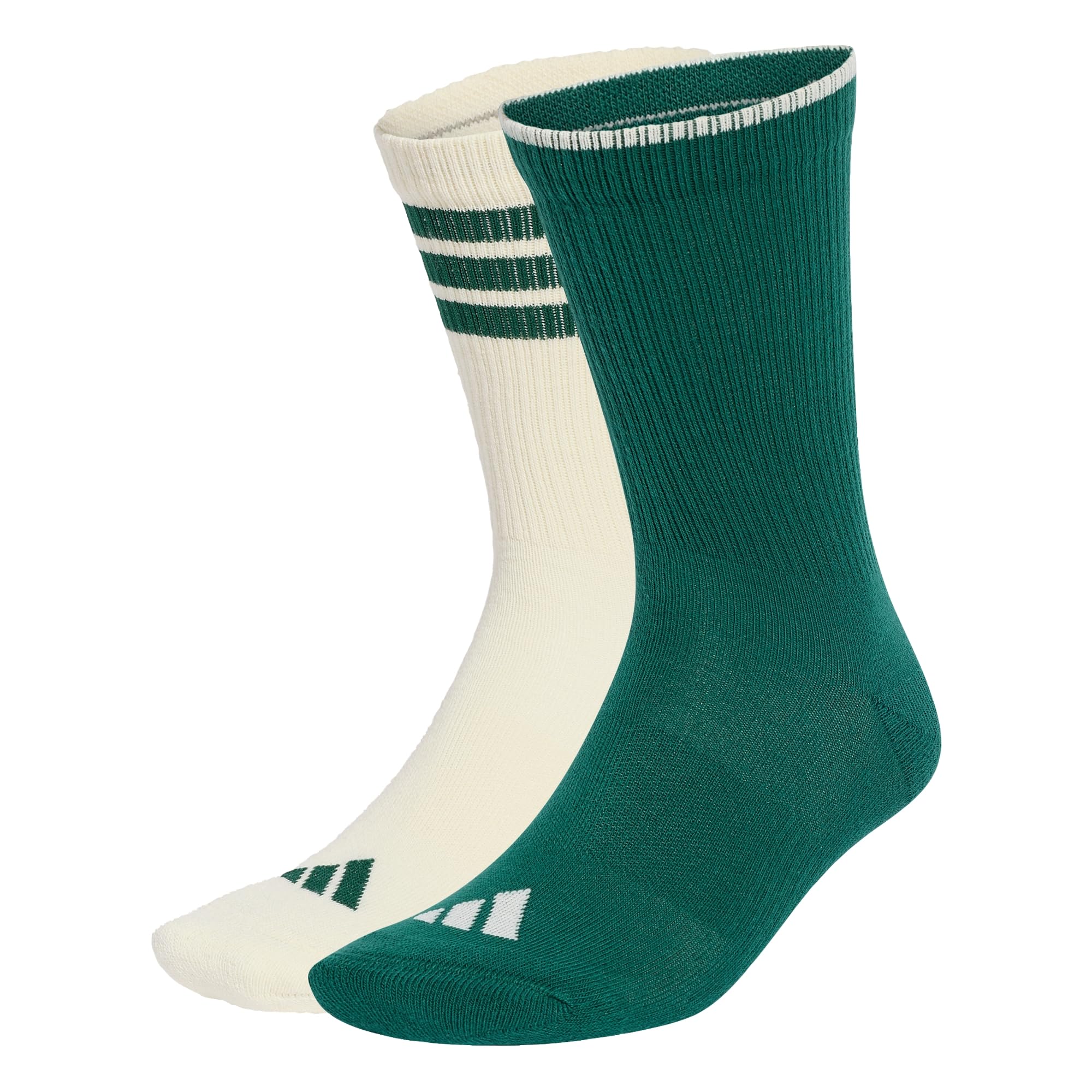 adidas Unisex Stadium Graphic Sock 2 Pair Pack Socks, collegiate green/ivory/collegiate green, XL