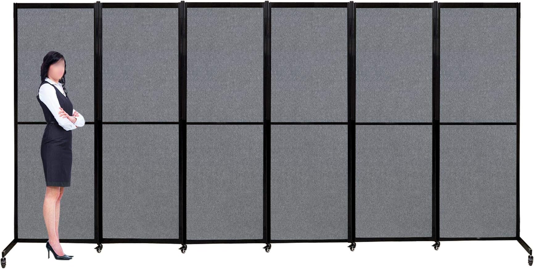 Room Divider Partition Wall Boxwood Backdrop Grass Wall Artificial Free Standing Folding Temporary Wall for Baby Shower/Wedding/Party (6-panels-162 inch, Dark Grey without Green Boxwood Panel)