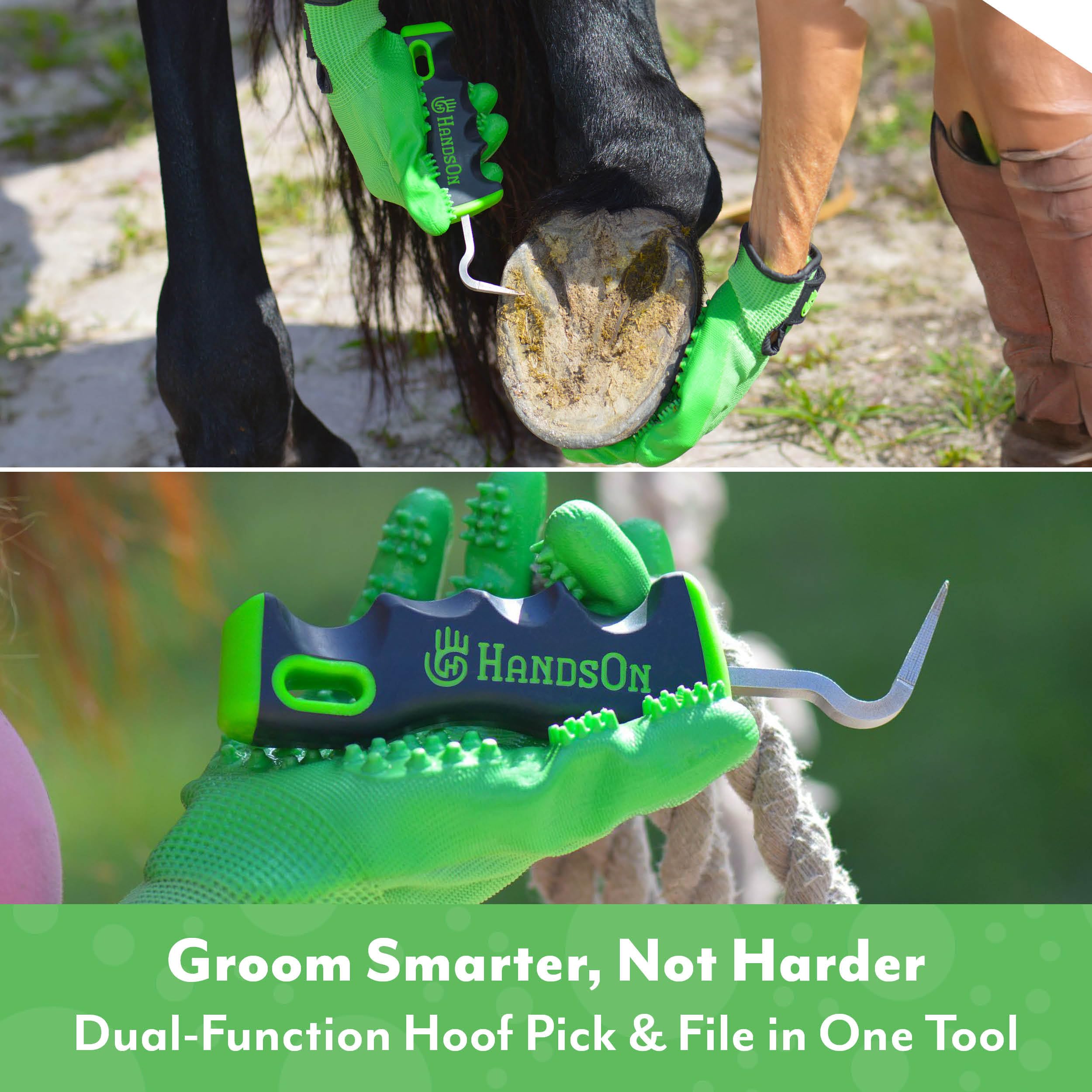 Handson Hoof Pick - Horse Grooming Supplies for Daily Cleaning & Maintenance - Metal Pick w/Hoof Filer for Horses - Ergonomic Grip - image 3