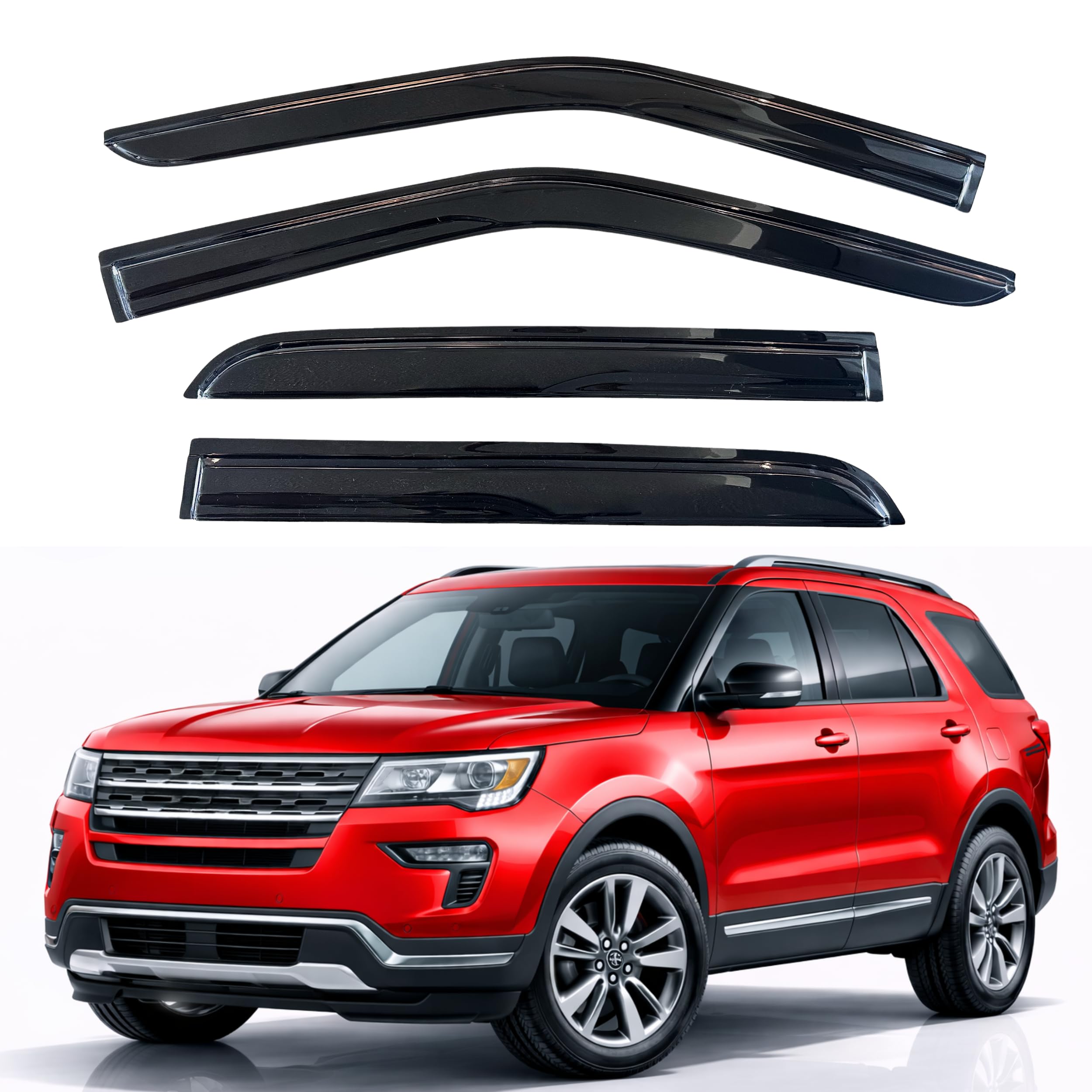 KPY Rain Guards Fit for 2011-2019 Ford Explorer, Out-Channel Window Visors Vent Wind Deflectors 4PC, Car Accessories for 11-19 Explorer