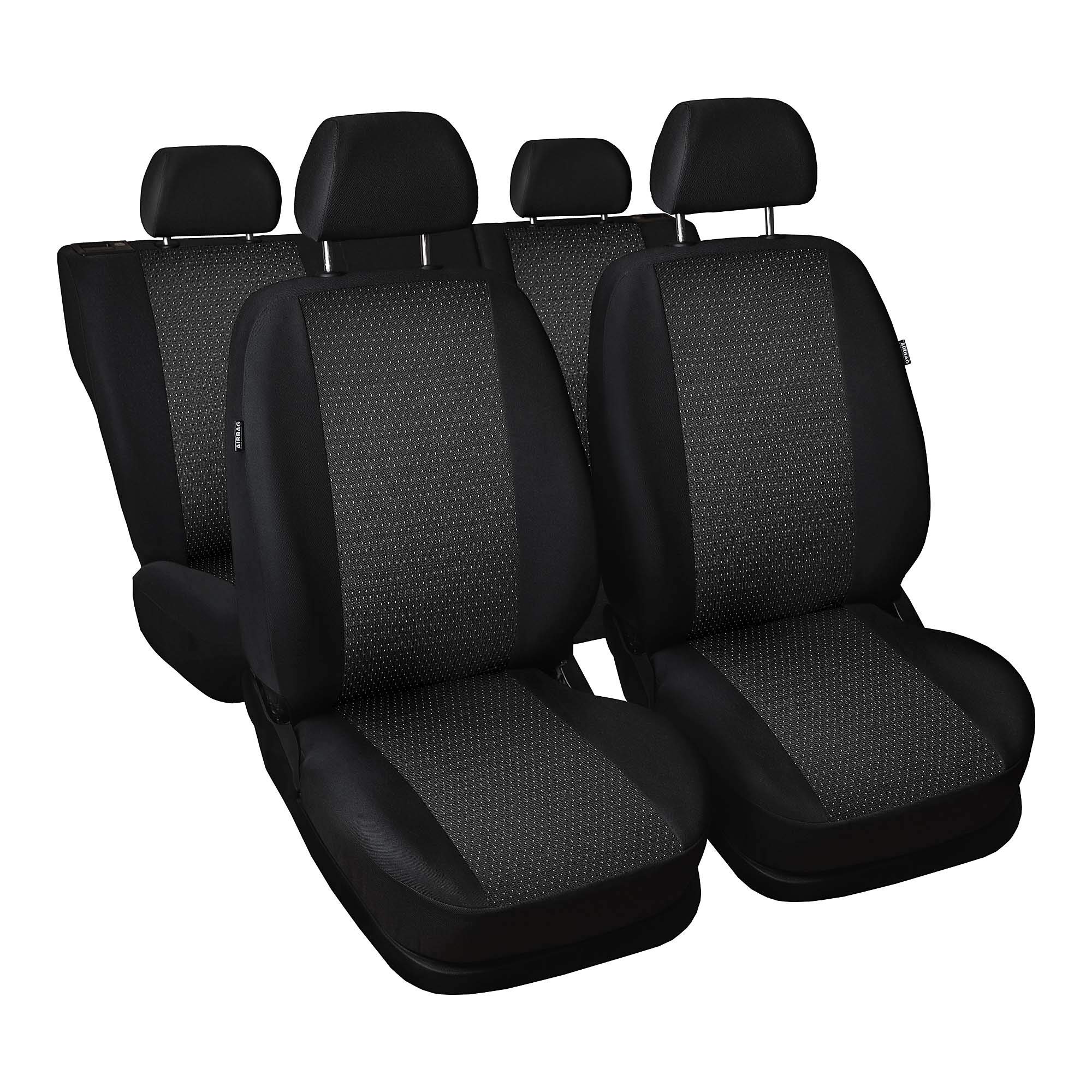 métrica Asiento Fundas Juego Completo 5 Asientos de Coche Asiento schonbezüge para Auto Colchón Auto Asiento Auto Asiento Fundas de Asiento Protección Negro Practic