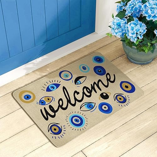 Miniatura 2 de Tapete de bienvenida psicodélico de mal de ojo, tapete de bienvenida de bajo perfil, antideslizante, para porche, puerta delantera, piso, interior,