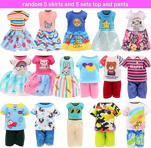 Miniatura 2 de Miunana Vestido de muñeca de 5.3 pulgadas, 36 piezas, ropa y maleta y sombreros para muñecas de 4 a 6 pulgadas, camiseta y pantalones, trajes de