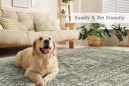 Miniatura 6 de Valenrug Alfombra lavable de 8 x 10 pulgadas, ultrafina, colección antigua, resistente a las manchas, para sala de estar, dormitorio, alfombra