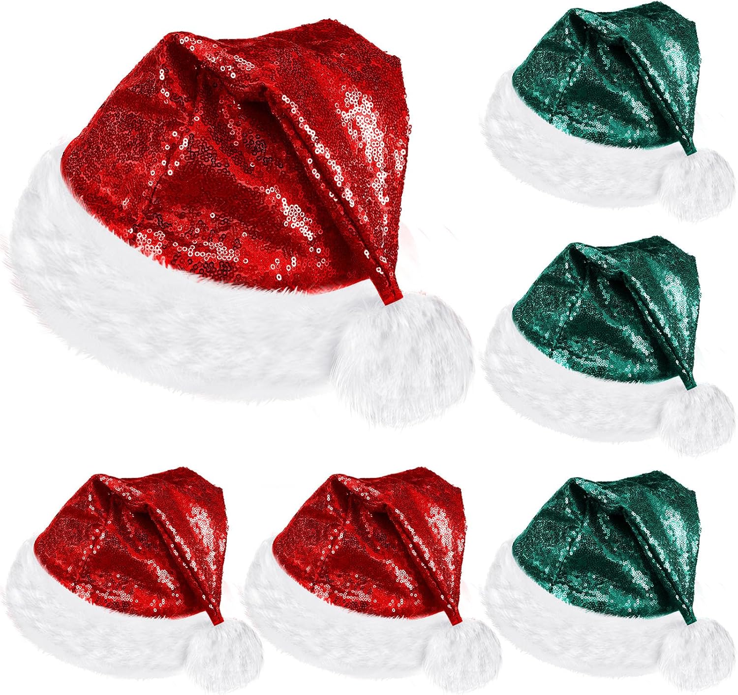SATINIOR Adult Santa Hat Unisex Christmas Hat Santa Claus Cap Christmas Cap with Lining and Plush Brim for Xmas Women Men