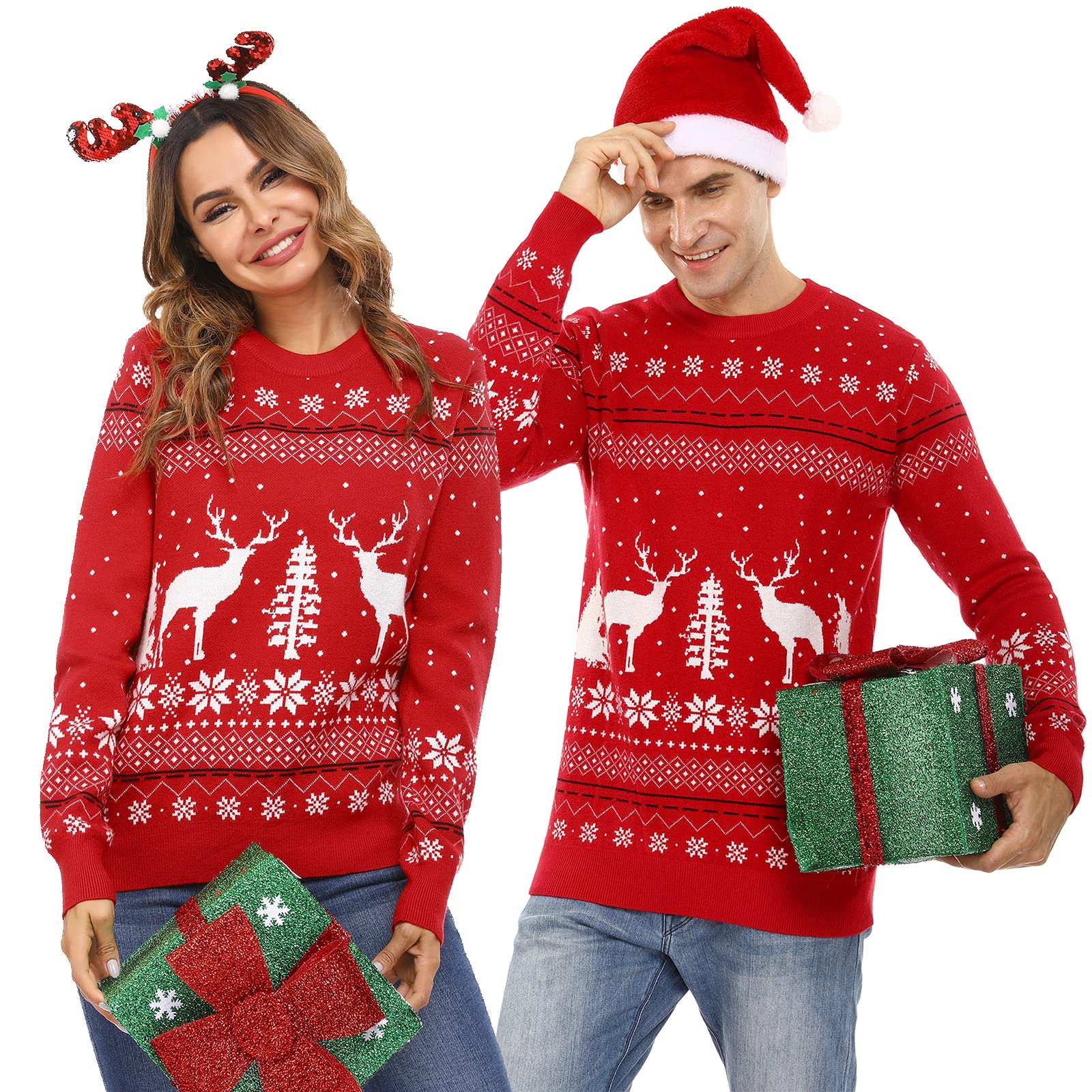 Totatuit Women's Christmas Sweater Dress Novelty Reindeer