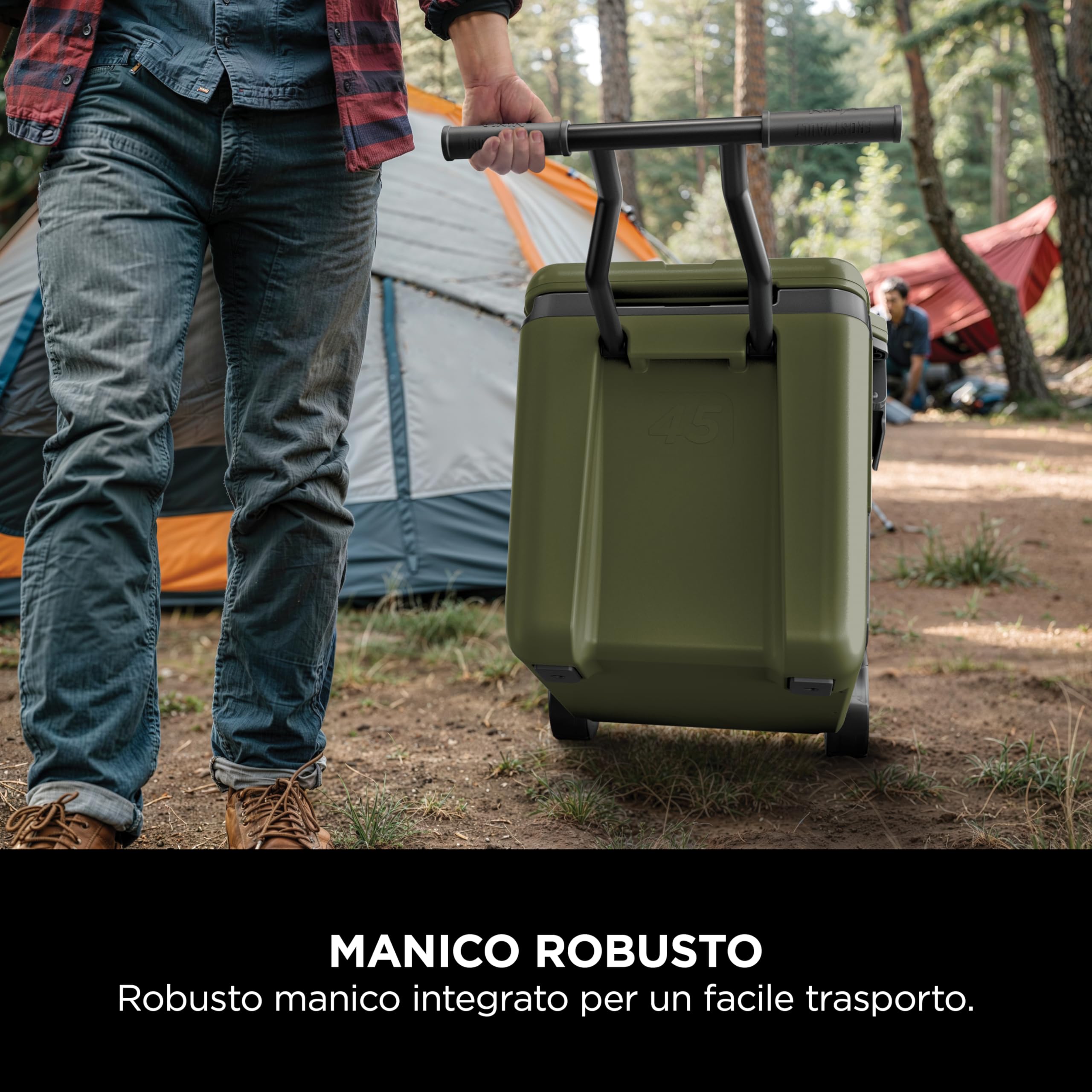 Ninja FrostVault, Ghiacciaia portatile isolante robusta, Verde | con borraccia Ninja Thirsti e mattonella refrigerante grande, con ruote e scomparto frigo integrato, FB245AMZEUUKGN