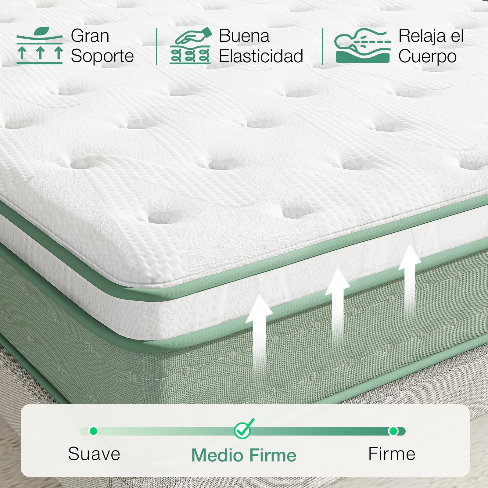Novilla Colchones 90x190 Viscoelástico, Colchón Muelles Ensacados, Espuma de Gel con Memoria, Firmeza Media, Cómodo y Transpirable, Soporte Preciso, Altura 20 cm