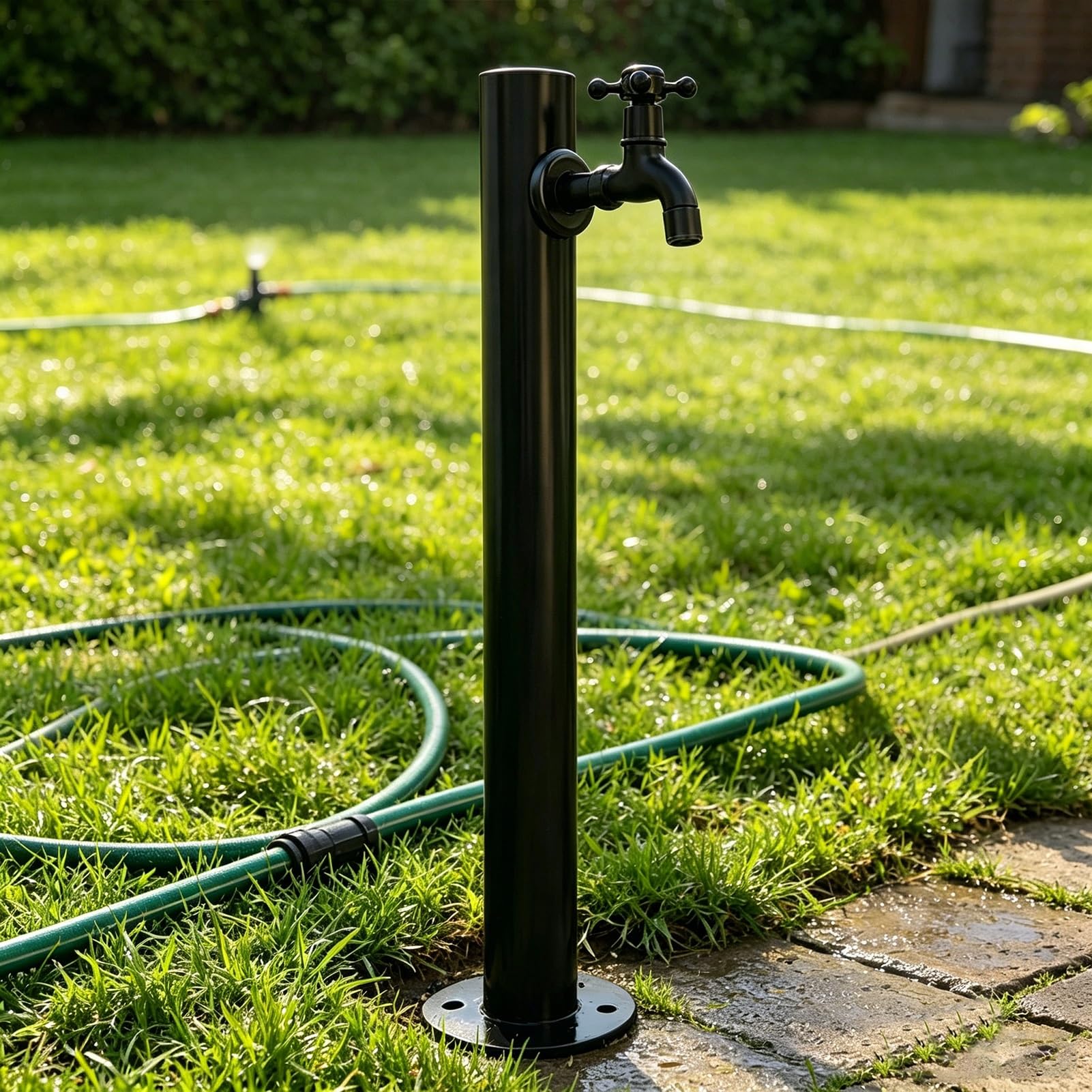 Lonmrrton A Outdoor Freestanding Faucet Column, Stainless Steel Water Dispenser Hydrant, Floor Mounted Vertical Water Tap For Yard Irrigation Nd Patio Washing