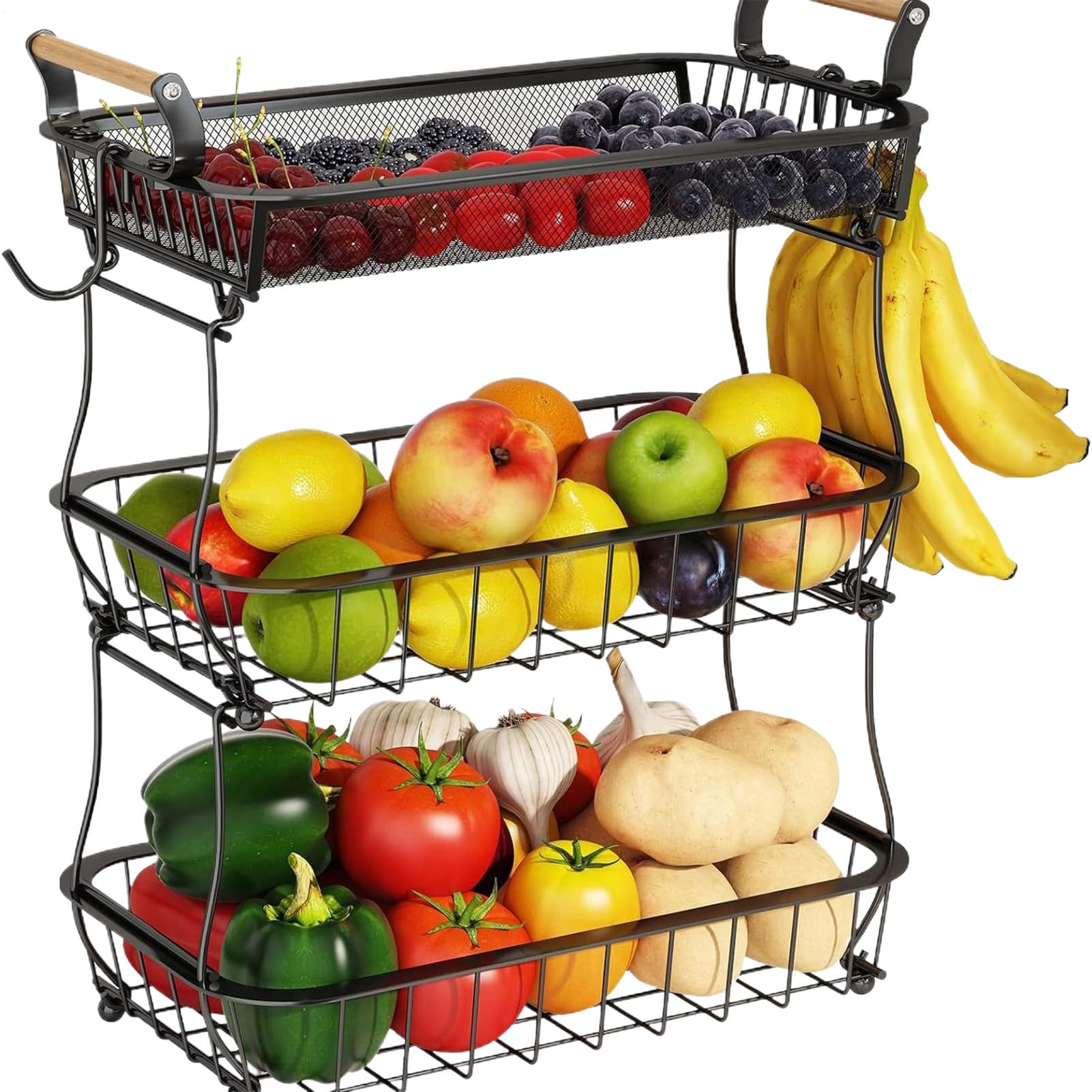 aufbewahrung Dreistöckiger Für Arbeitsplatte | Aufbewahrungssystem Aus Metallgitter Für Snacks Vorrat Küche Haushalt Wohnung Bauernhaus