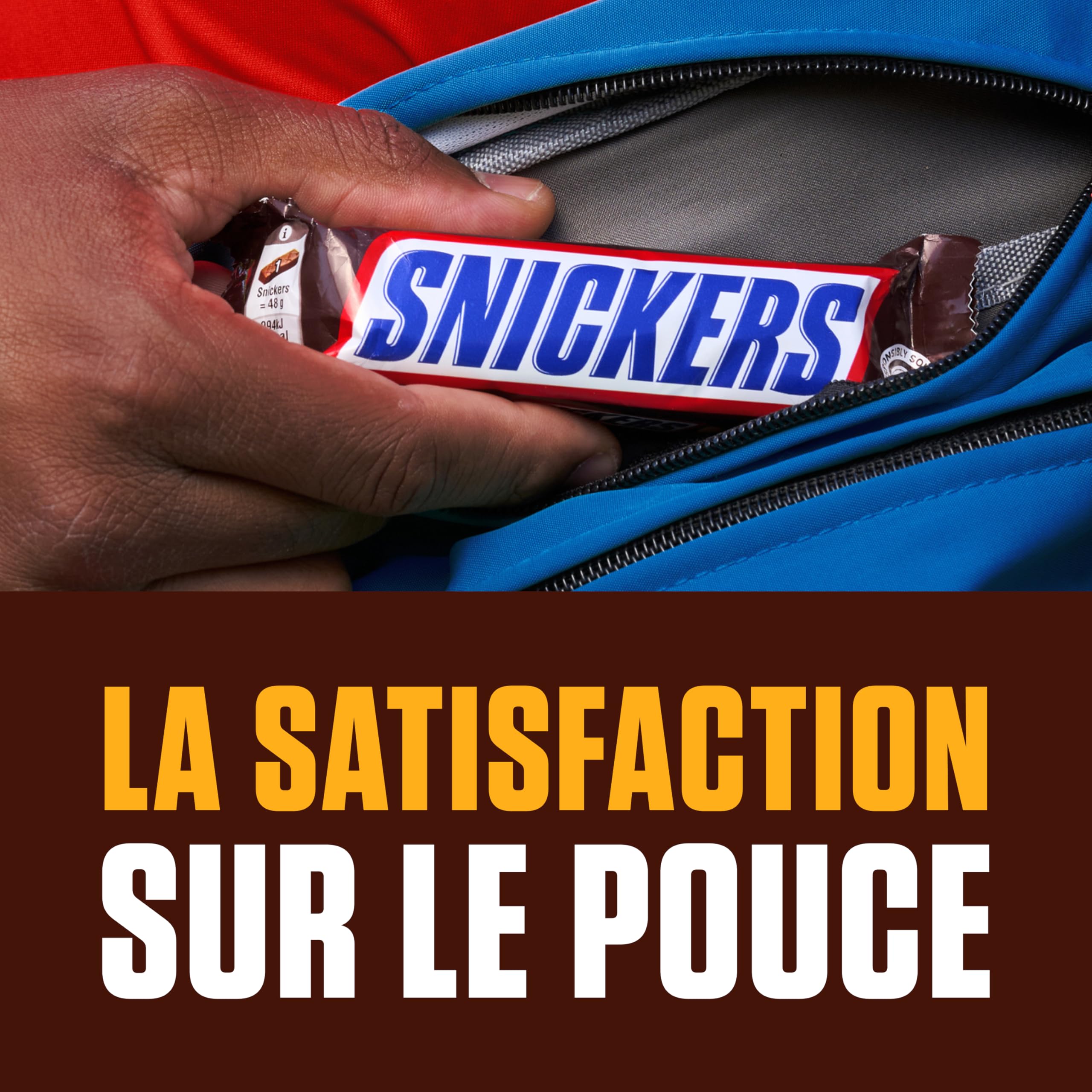 SNICKERS - Barre Chocolat au Lait, Cacahuètes & Caramel - Grand format - 40 barres chocolatées individuelles de 50g - 2kg