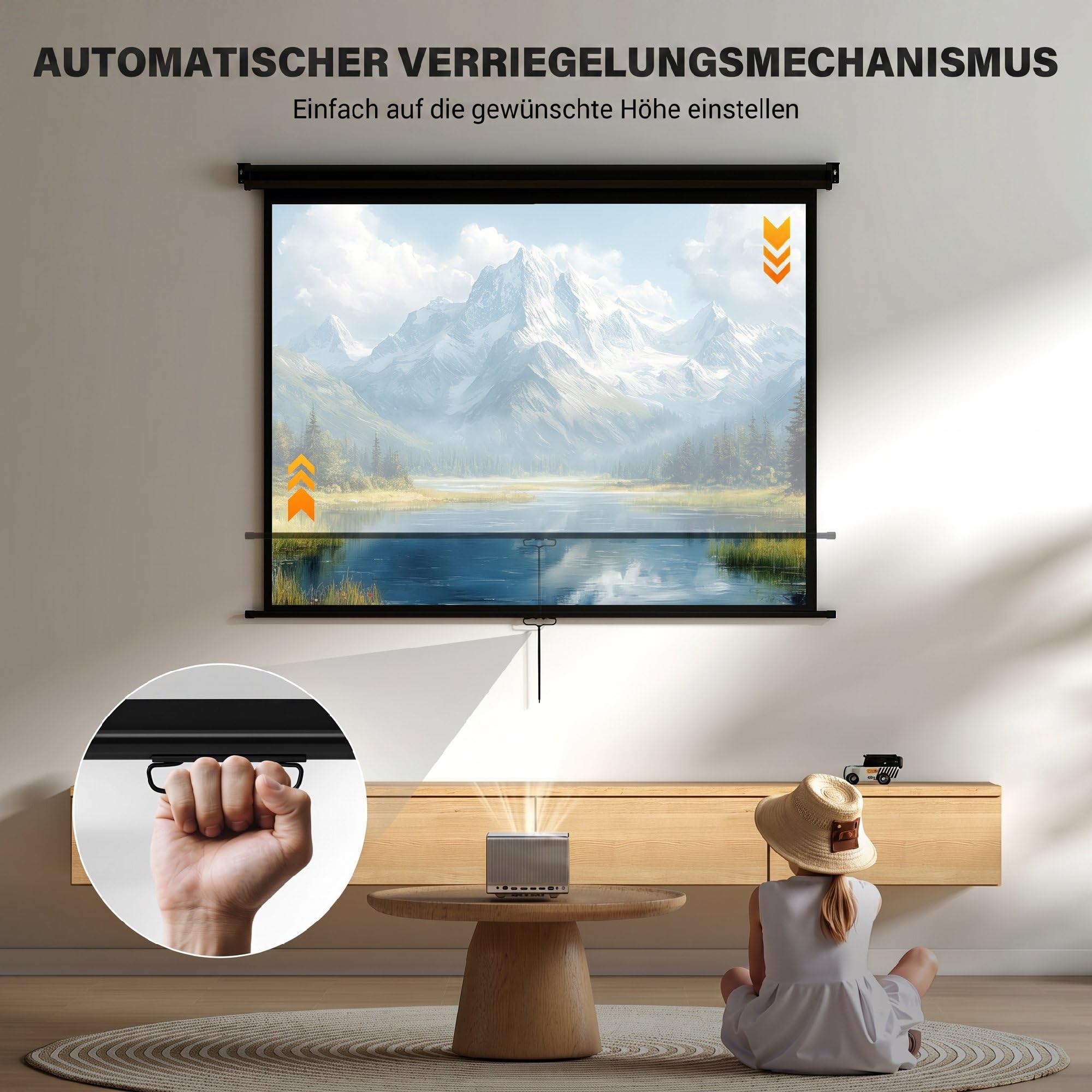 HOMCOM Beamer Leinwand 171 x 128 cm 84 Zoll 4:3 HD 4K Projektionsleinwand Rollo-Leinwand für Heimkino Büro-Präsentationen