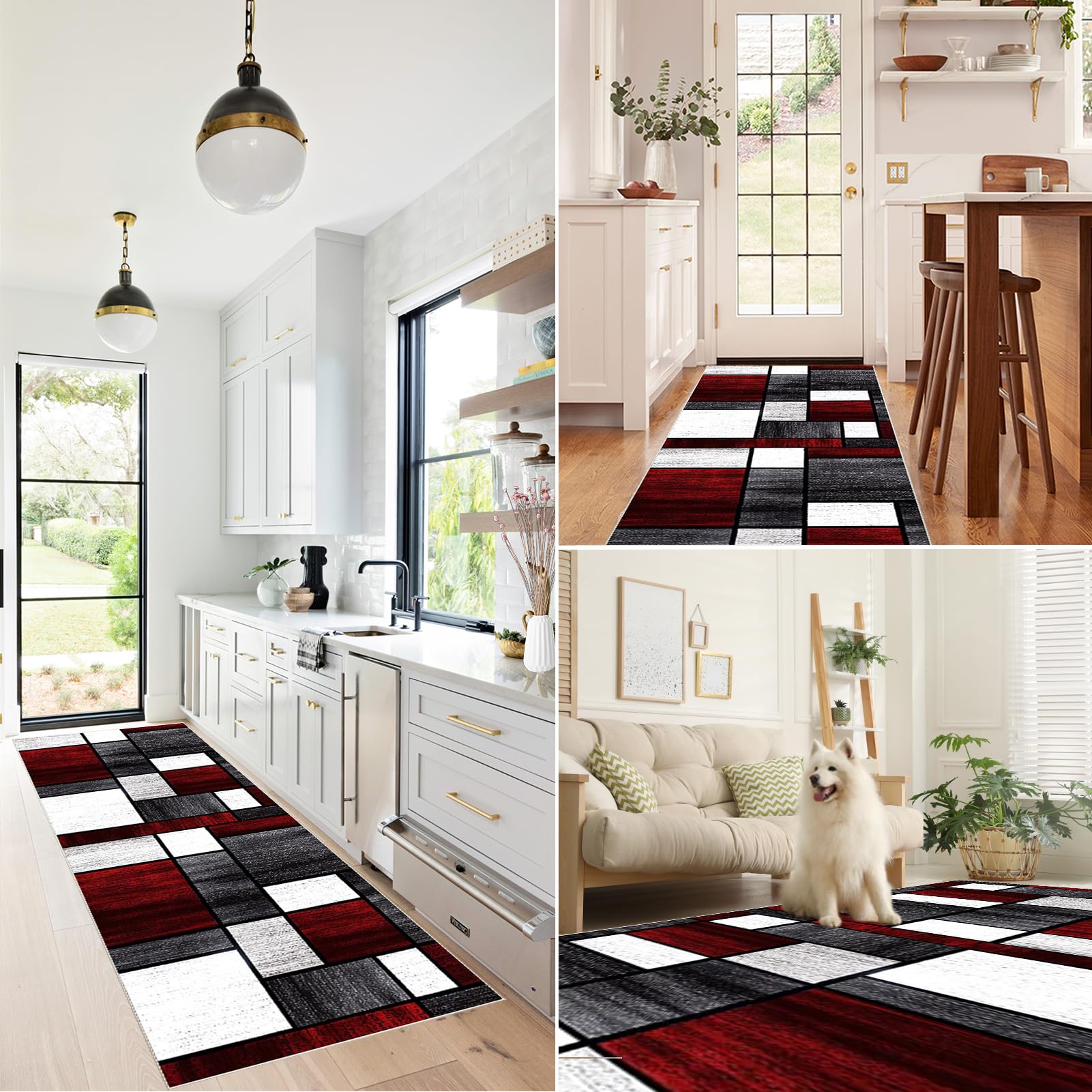 Läufer für Flur rutschfest, Küchenläufer Flurläufer, Teppich Küche Läufer Schlafzimmer Lang Läufer Teppich, Schmaler Teppich Boden-Teppichläufer für Flur, Eingangsbereich, Waschküche 60 x 240 cm