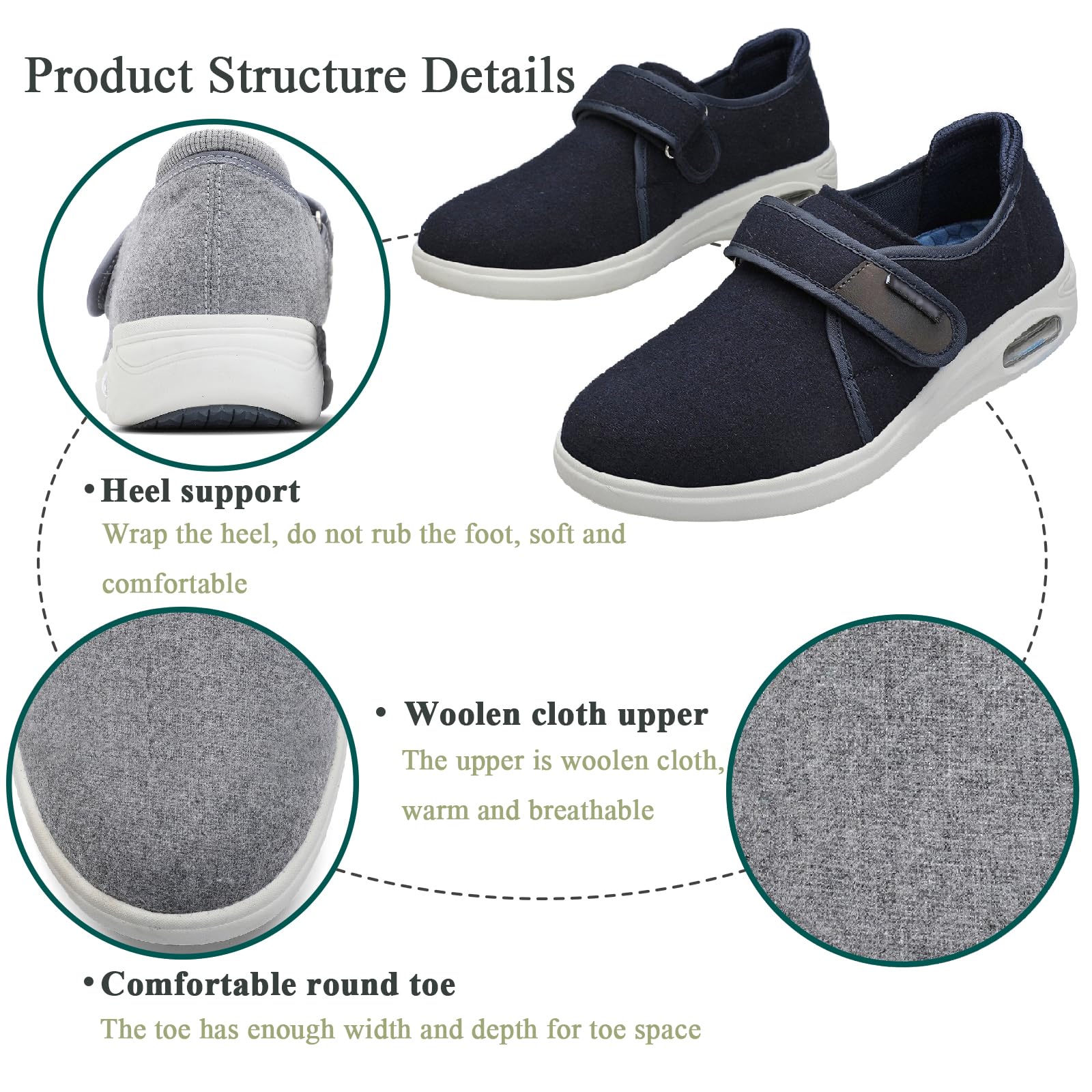 Zapatillas Diabéticas Ajustables para Pies Hinchados Hombre Mujer