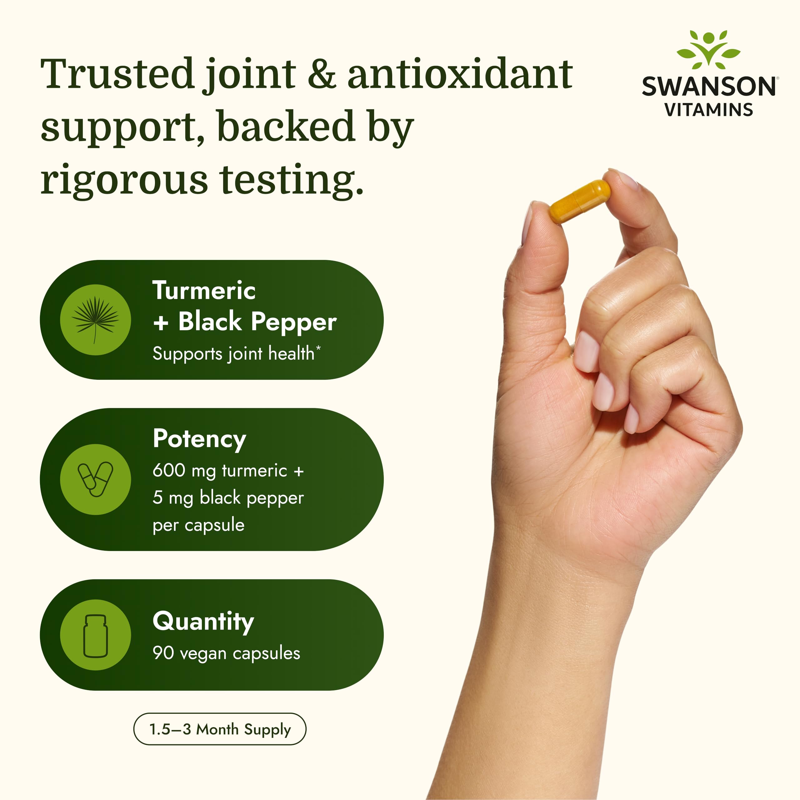 Swanson Premium Turmeric & Black Pepper Antioxidant Supplement, 90 Veg Caps — Amazon image 3
