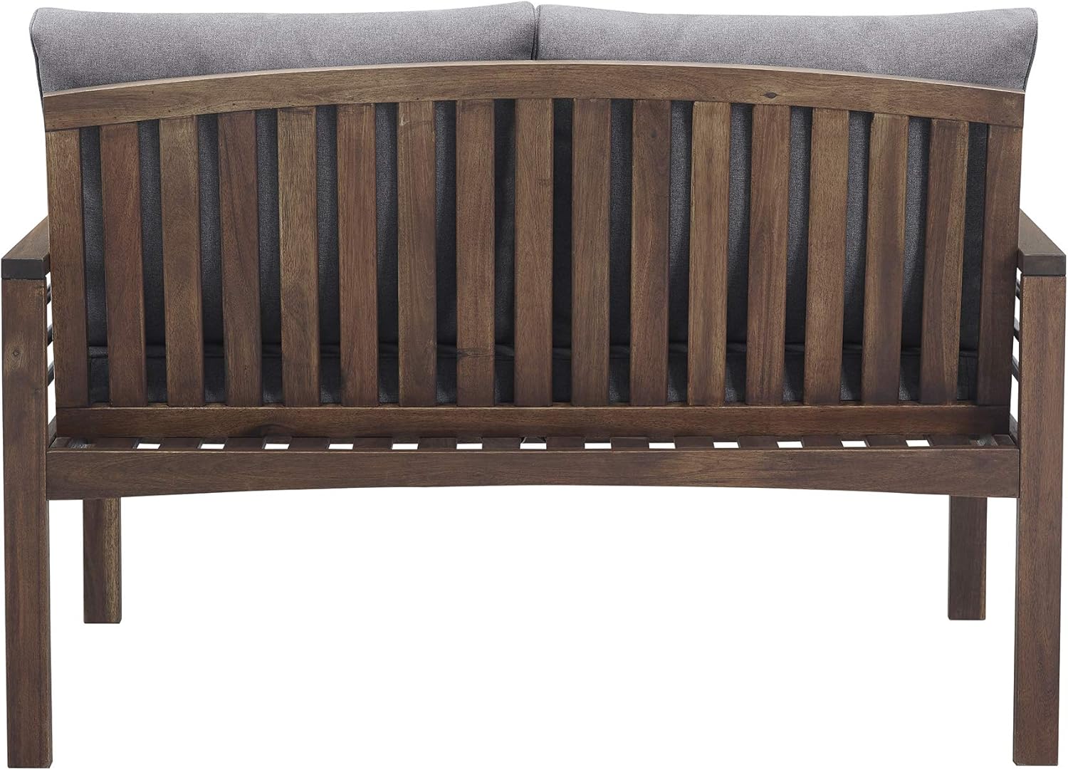 Walker Edison 2 Person Outdoor Patio Modern Wood and Metal Loveseat with Washable Cushions All Weather Backyard Conversation Garden Poolside Balcony, 48 Inch, Dark Brown and Grey : Patio, Lawn & Garden